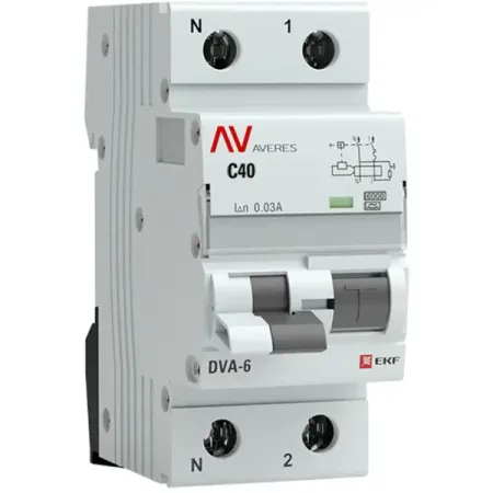 Дифференциальный автомат EKF Averes DVA-6 1P N C40 A 30 мА 6 кА A