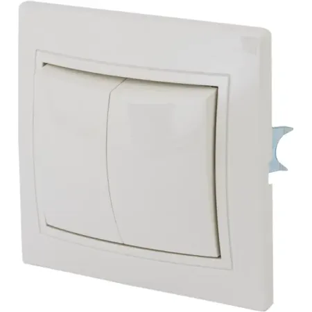 Выключатель встраиваемый Таймыр 2 клавиши, цвет бежевый