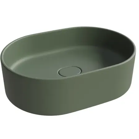 Раковина Mira Oval O накладная 35 см литьевой мрамор цвет оливковый глянцевый