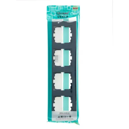 Рамка для розеток и выключателей Lezard Vesna 4 поста цвет графитовый