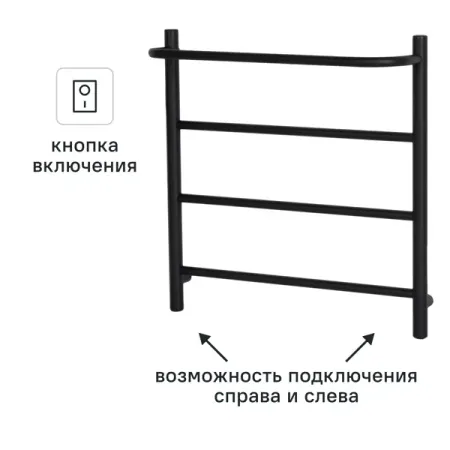 Полотенцесушитель электрический Equation 500x500 мм 50 Вт лесенка цвет черный