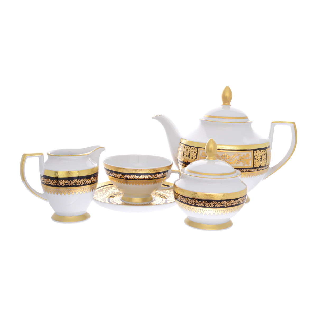 Чайные сервизы  The Furnish Чайный сервиз constanza tosca black gold 6 персон 17 предметов (falkenporzellan) золотой
