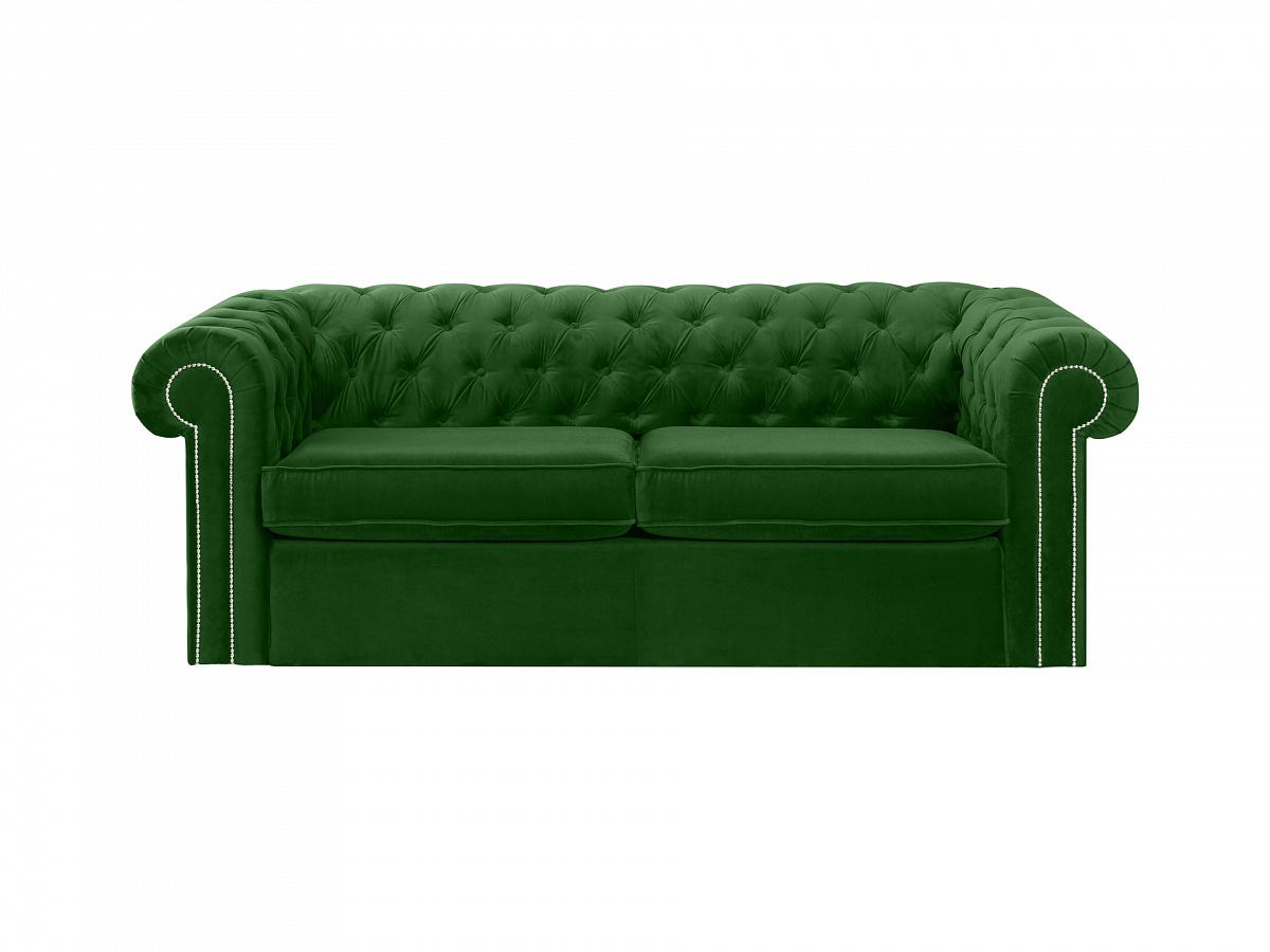Прямые раскладные диваны  The Furnish Диван chesterfield (ogogo) зеленый 208x73x105 см.