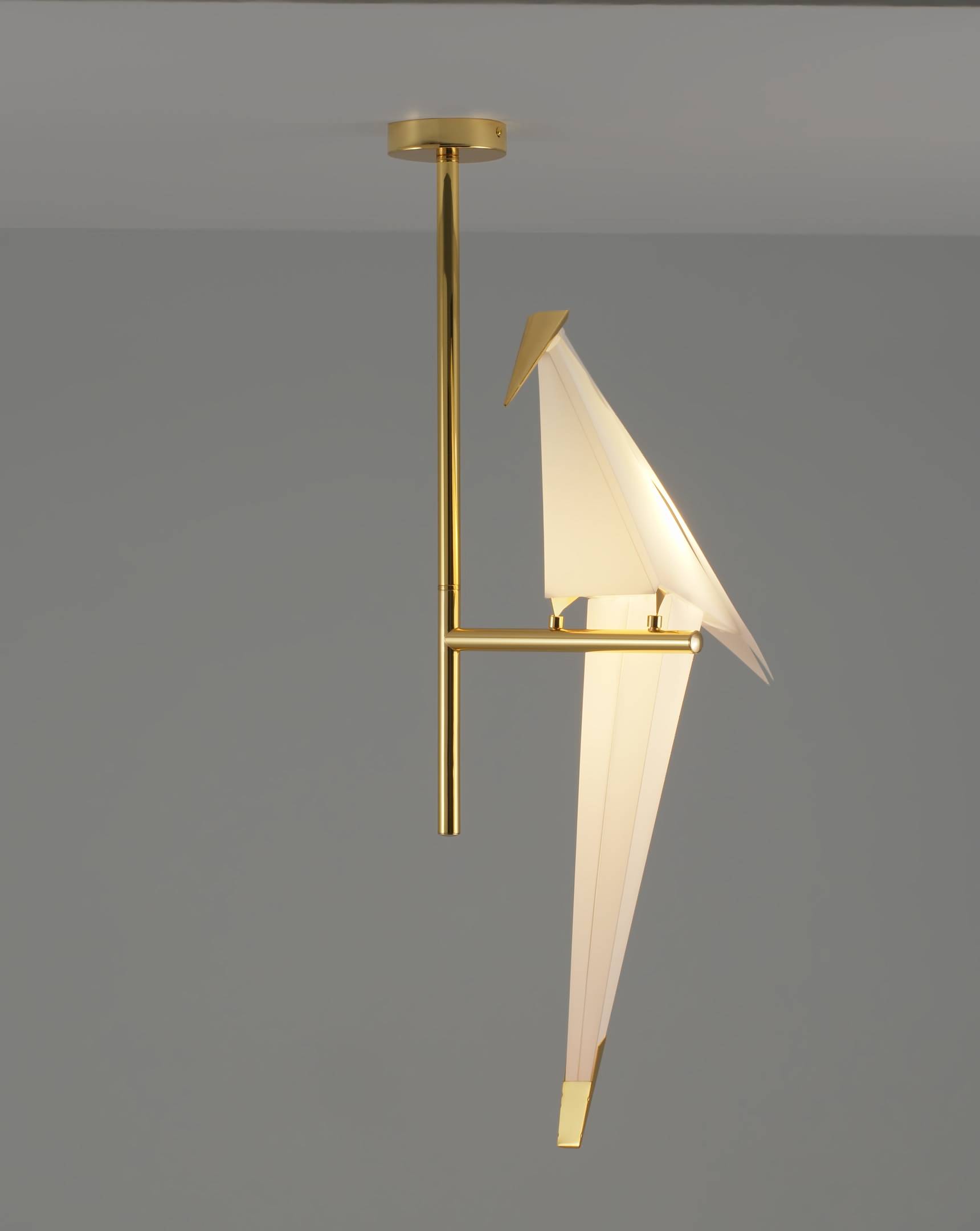Подвесной светодиодный светильник origami birds (moderli) золотой 42x68x25 см.