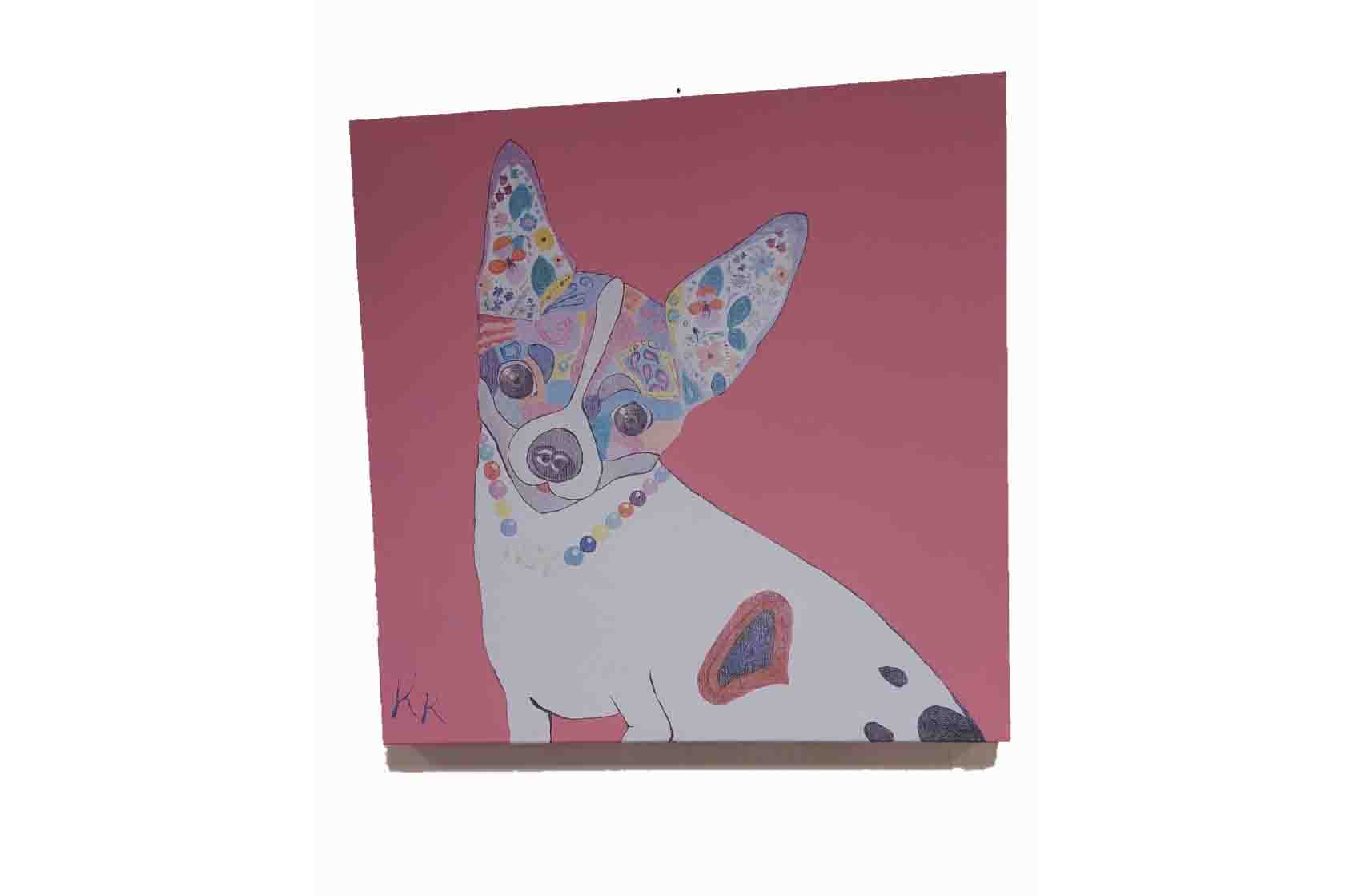 Постер собачка (кристина кретова) розовый 43x43x3 см.