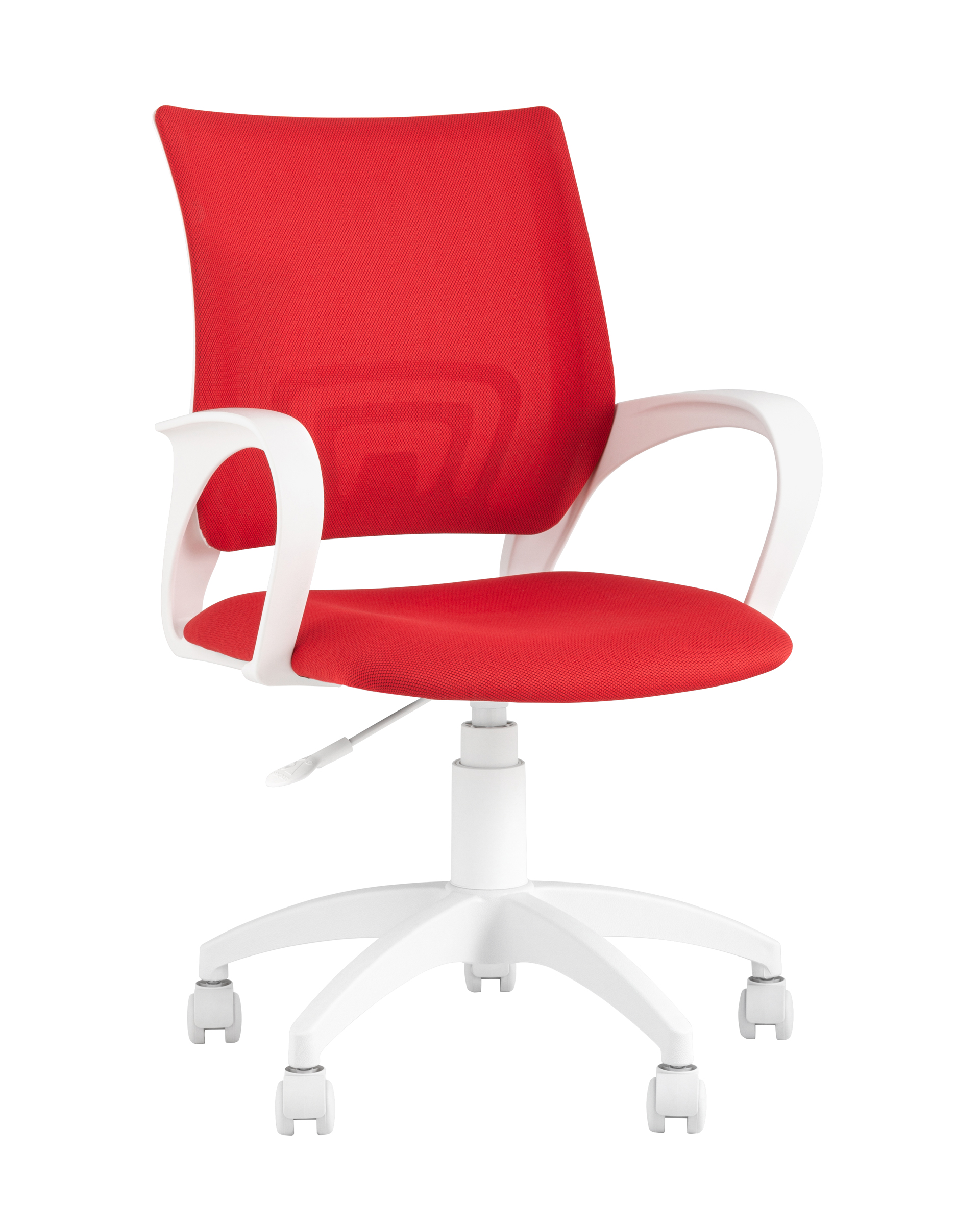 Рабочие кресла  The Furnish Кресло офисное topchairs st-basic-w спинка белая сетка сиденье красная ткань крестовина белый пластик (stoolgroup) белый