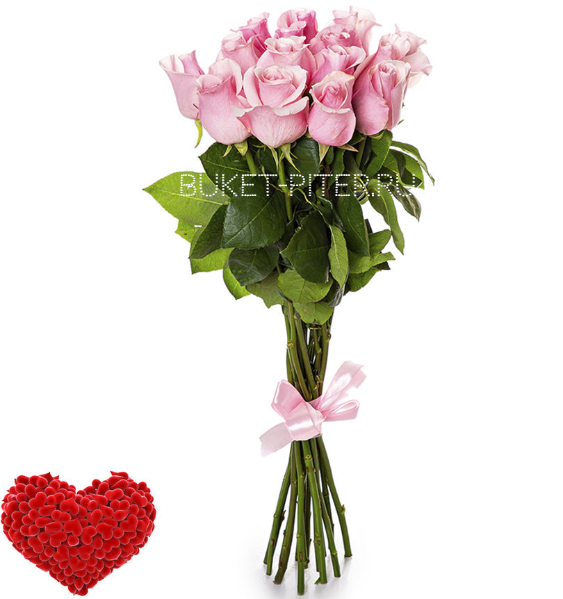 Розовые розы  Букет СПБ Букет Розовых Роз (КРУПНЫЙ БУТОН) Эквадор 70см