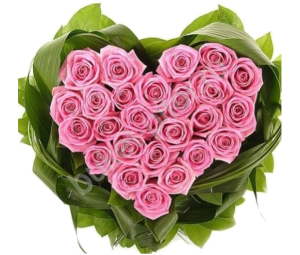 Розовые розы  Букет СПБ Композиция из 25 розовых роз в форме сердца