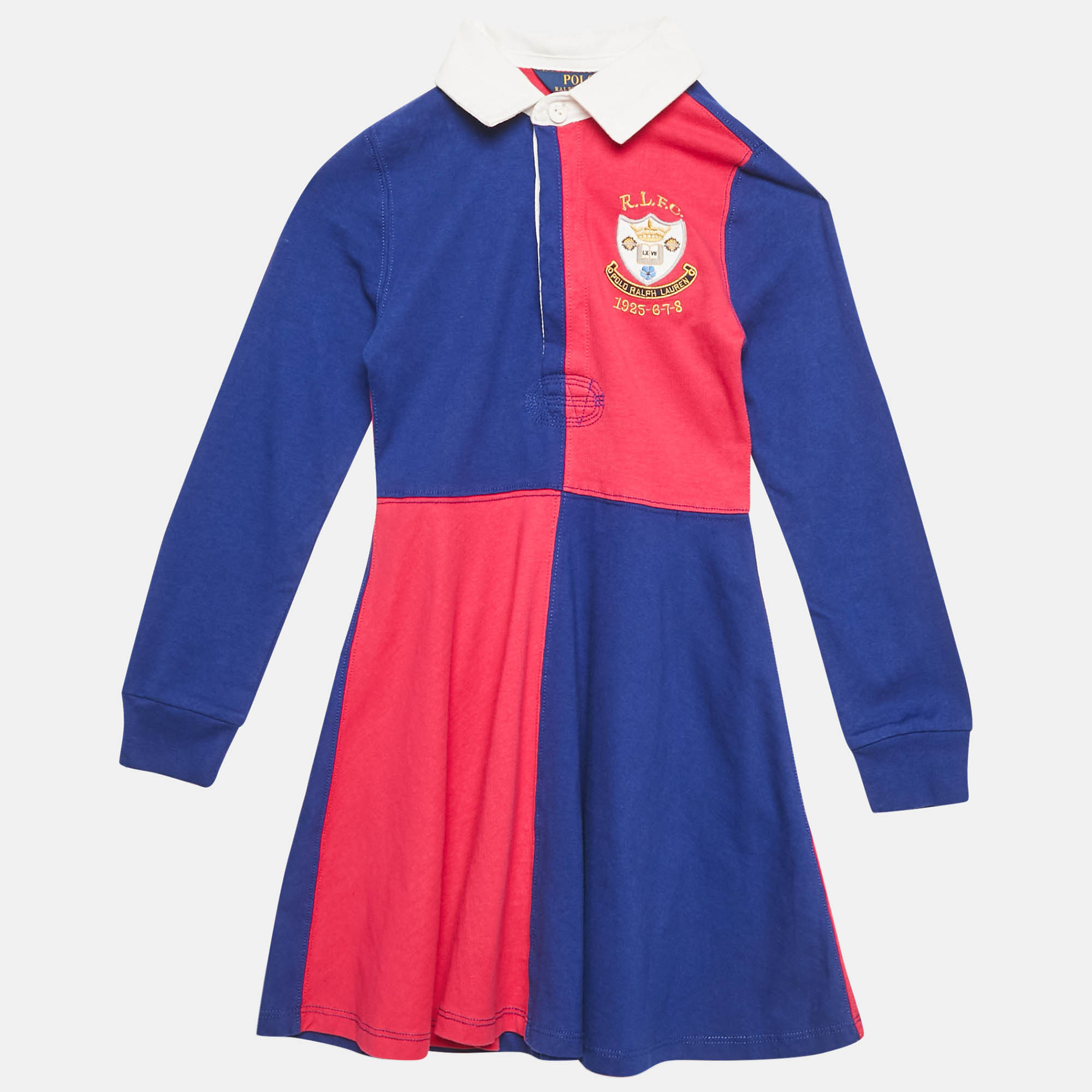 Polo Ralph Lauren Pink/Blue Rugby Applique Jersey Dress 7 Yrs