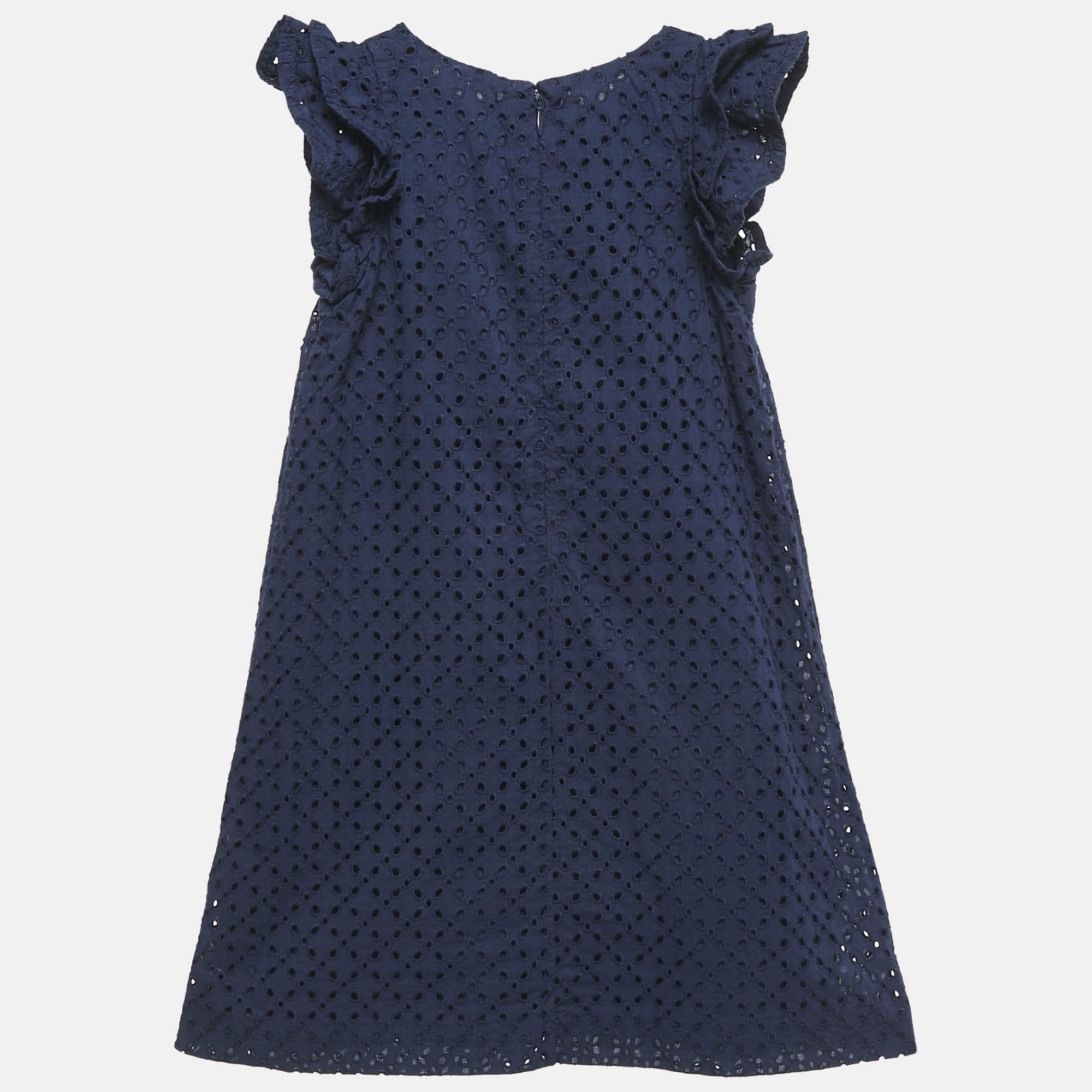 Polo Ralph Lauren Kids Blue Eyelet Cotton A-Line Dress 6 Yrs