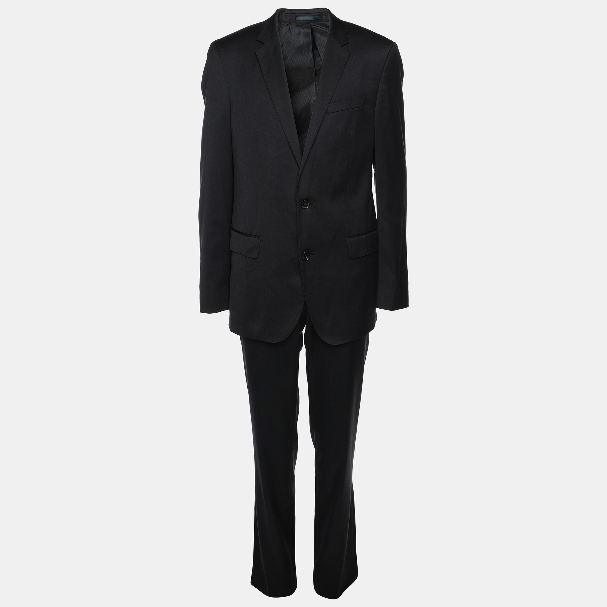   The Luxury Closet Boss By Hugo Boss Navy Blue Virgin Wool Suit L
