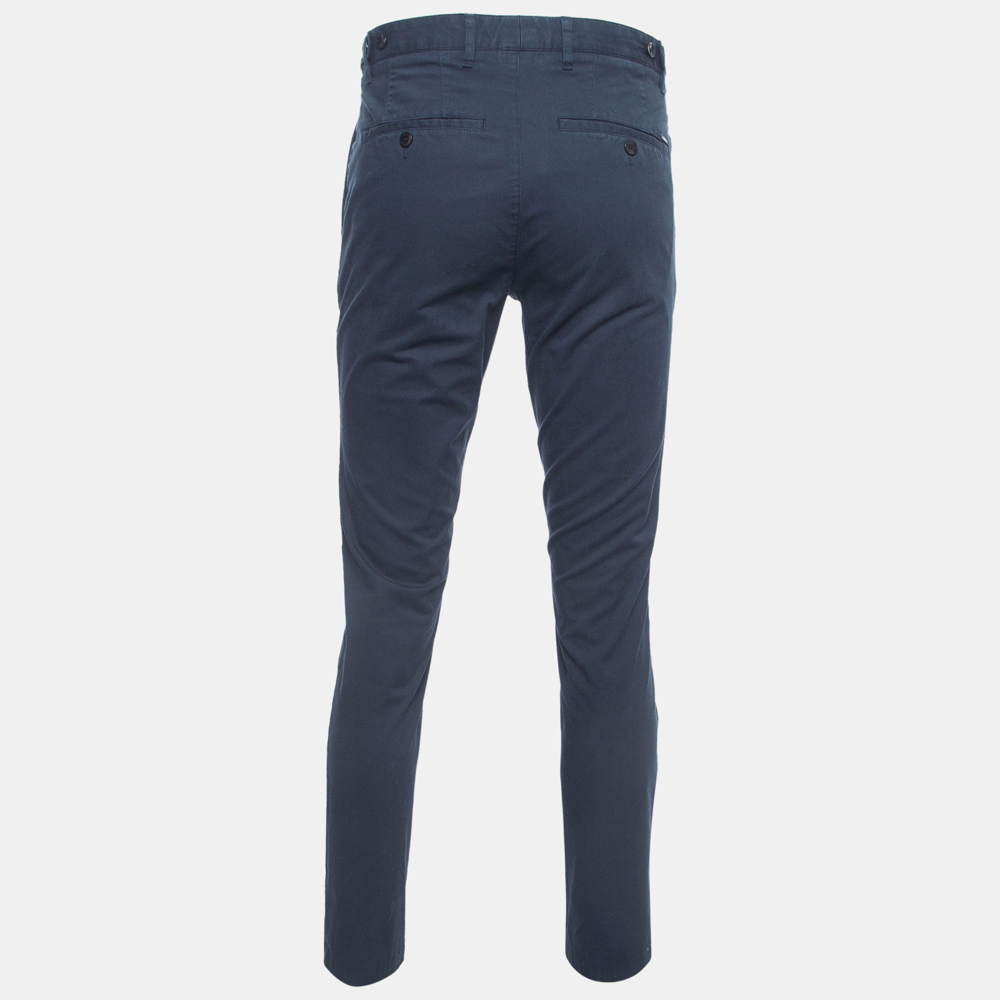   The Luxury Closet Boss By Hugo Boss Dark Blue Cotton Genius-W-224F Slim Fit Pants S
