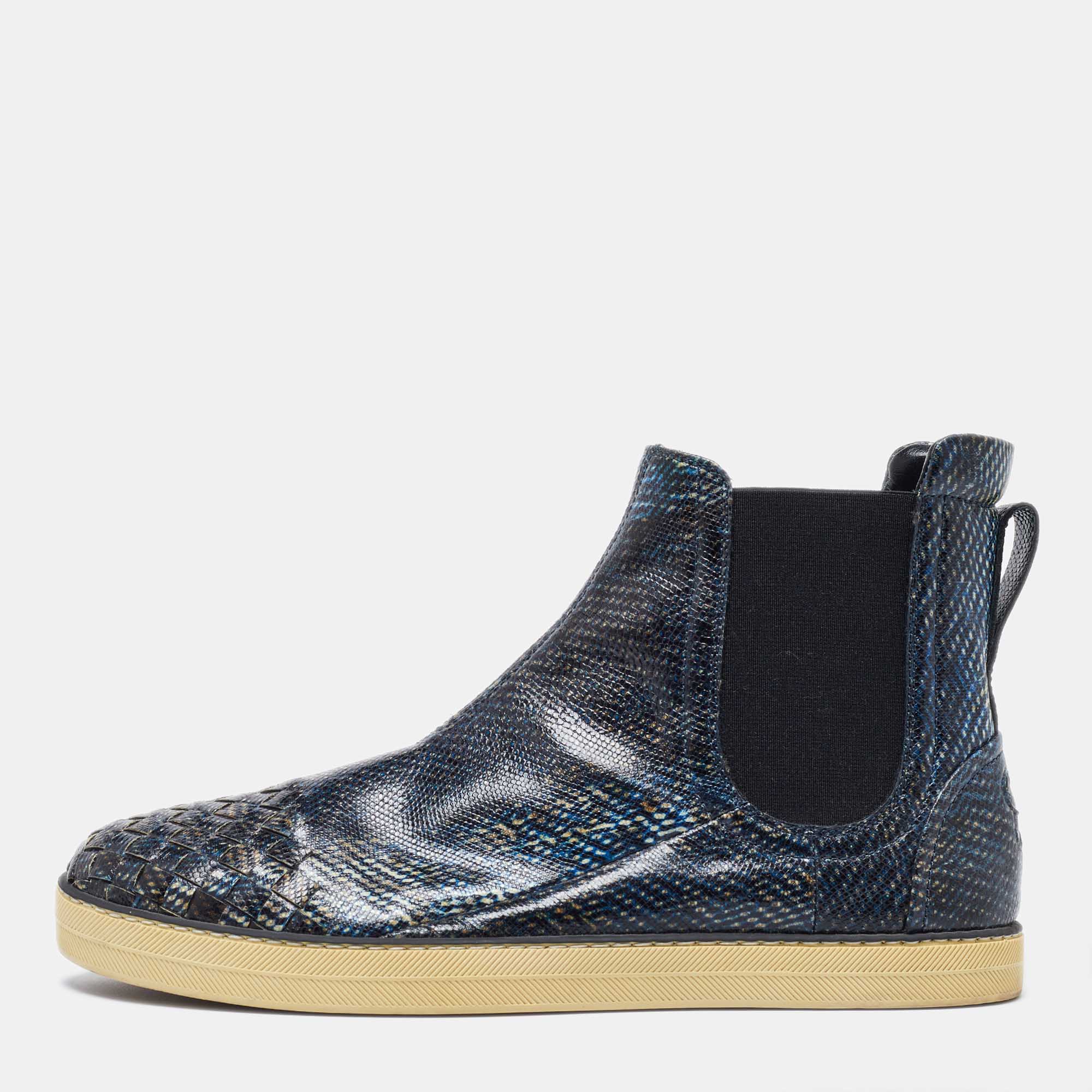 Dress Boots Bottega Veneta Navy Blue Karung Chelsea Boots Size 39