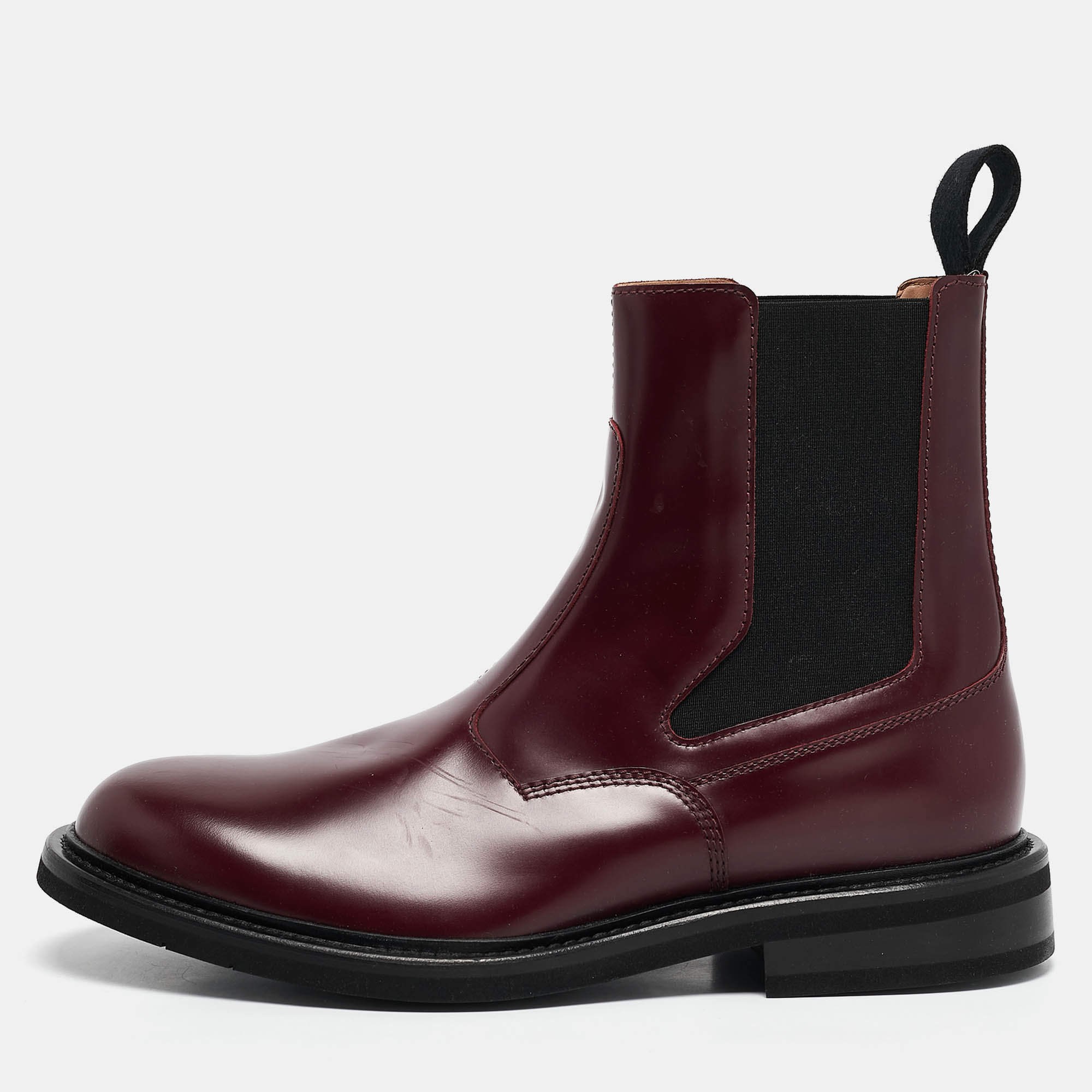 Dress Boots Bottega Veneta Burgundy Leather Platform Chelsea Boots Size 43