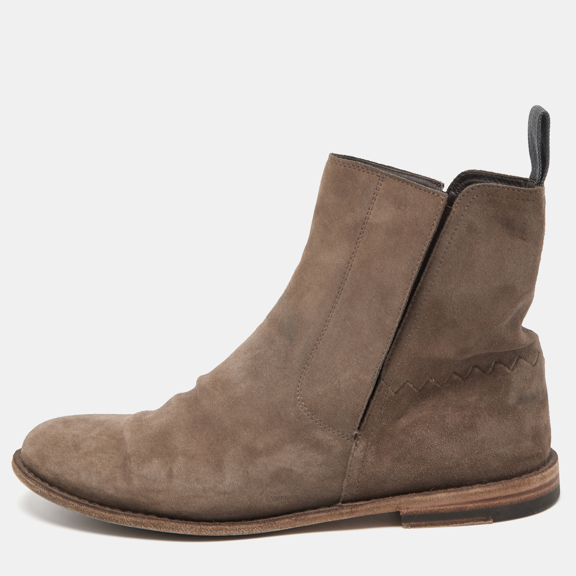Dress Boots  The Luxury Closet Bottega Veneta Brown Suede Voortrekking Jag Ankle Boots Size 40