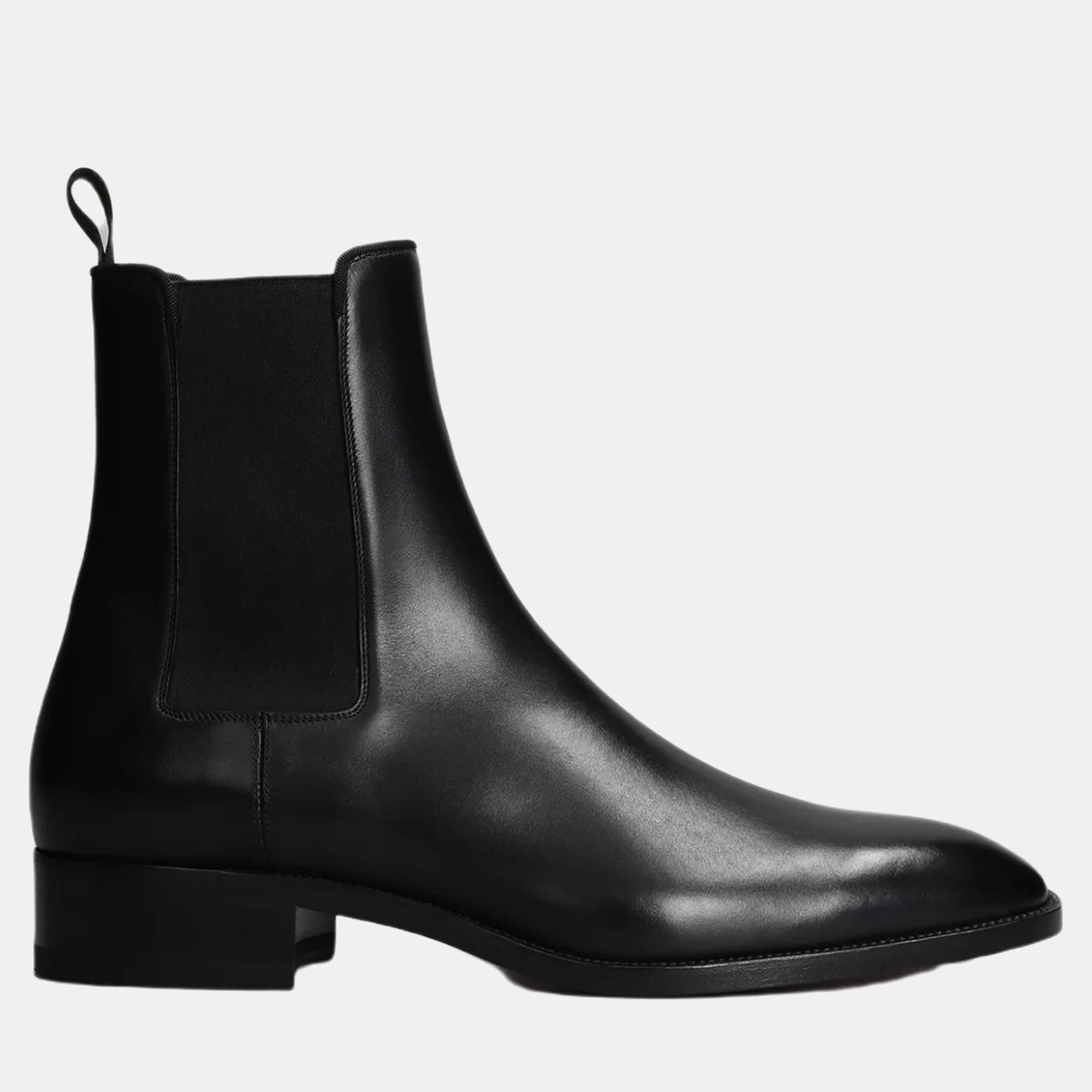 Dress Boots  The Luxury Closet Christian Louboutin Black Black Leather Samson Flat Ankle Boots IT 41