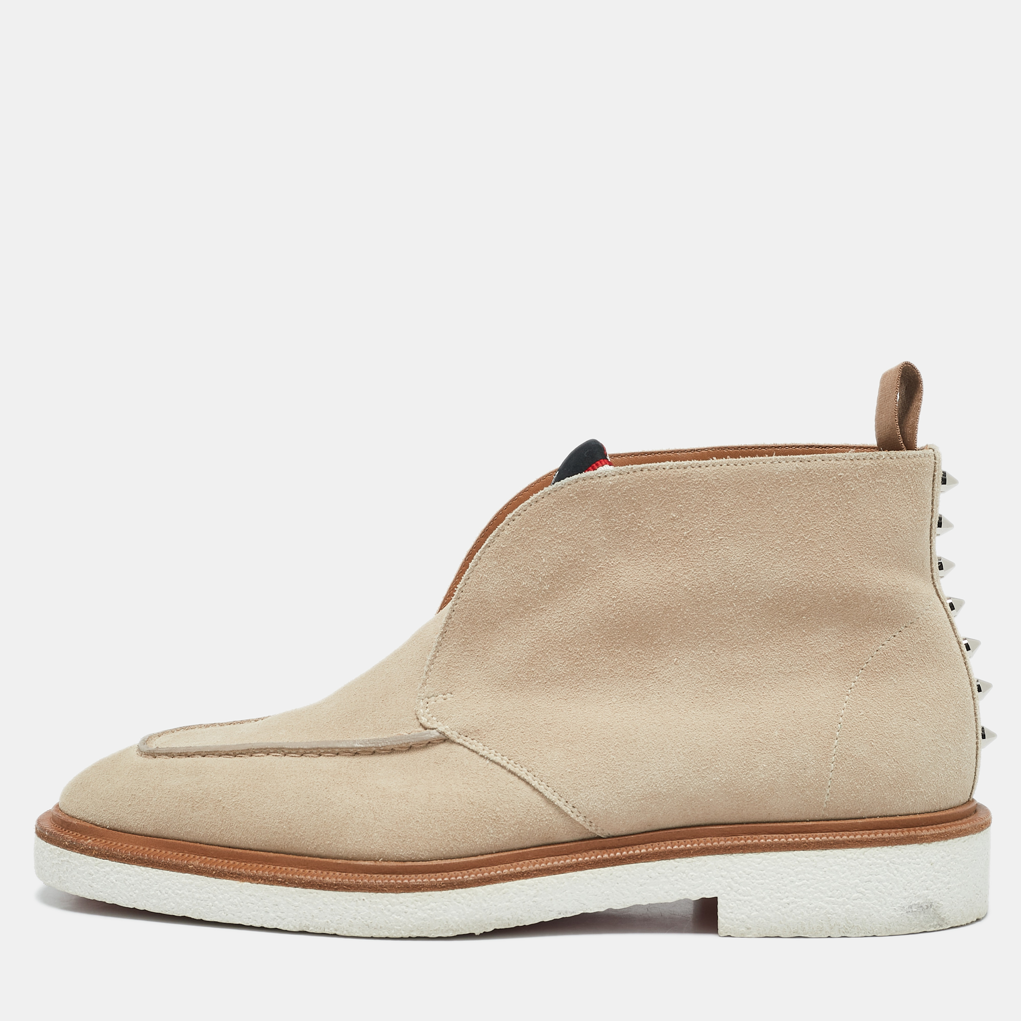 Dress Boots Christian Louboutin Beige Suede Citycrepe Spike Ankle Length Boots Size 40