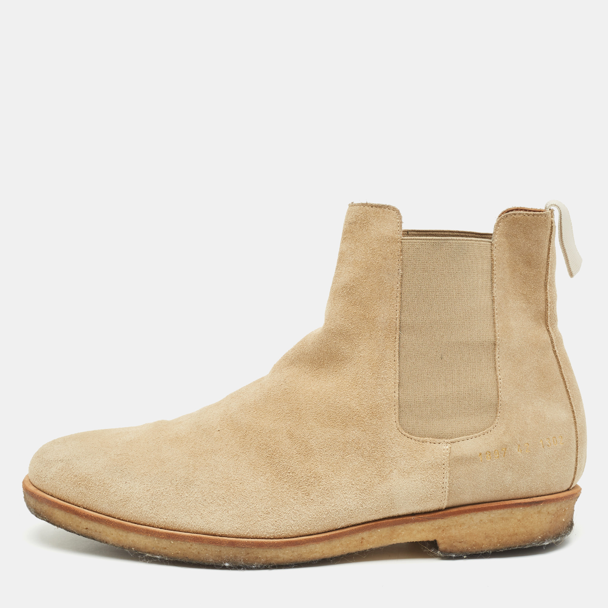 Dress Boots  The Luxury Closet Common Projects Beige Suede Chelsea Boots Size 42