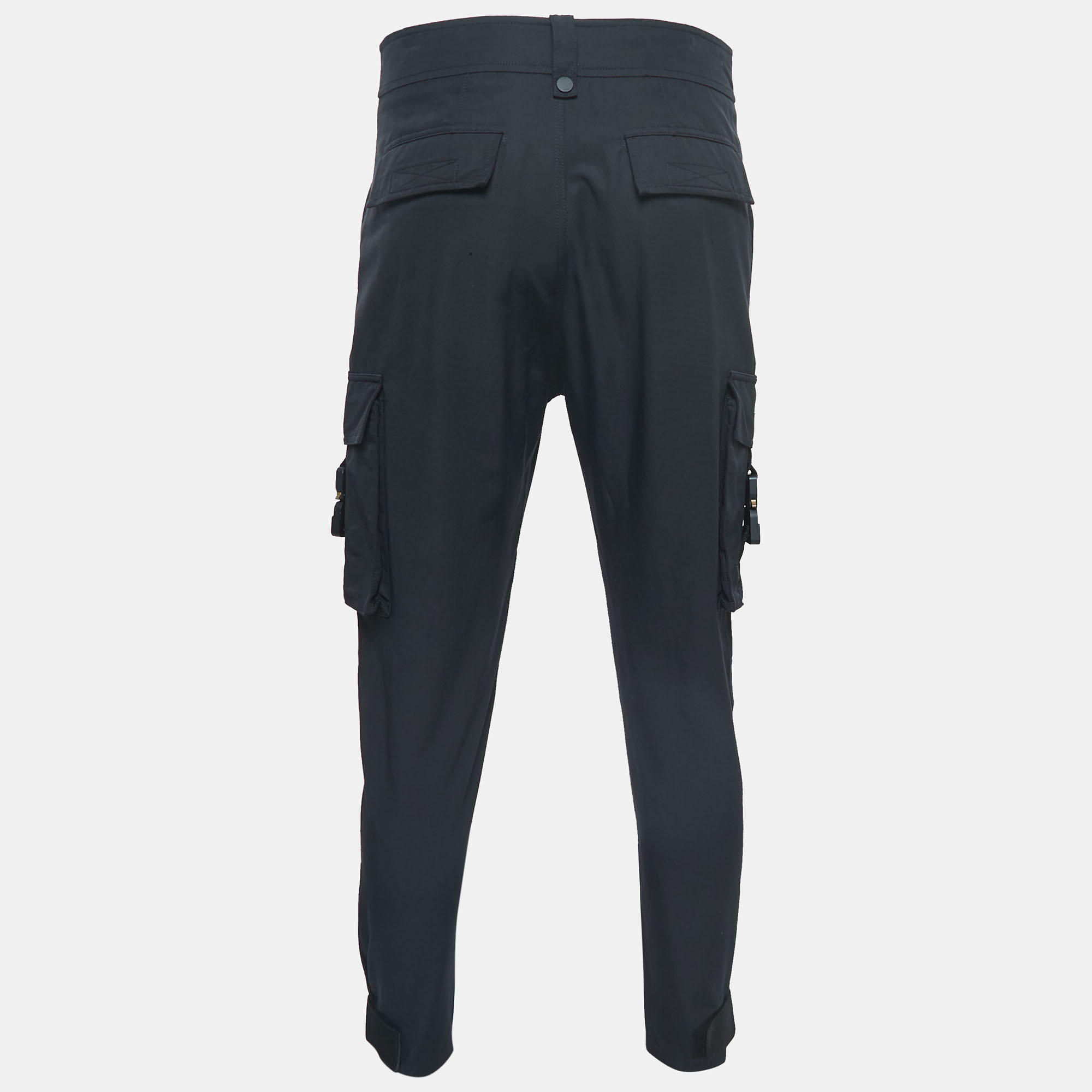   The Luxury Closet Dior Homme Black Technical Cotton Tactical CD Buckled Cargo Pants S