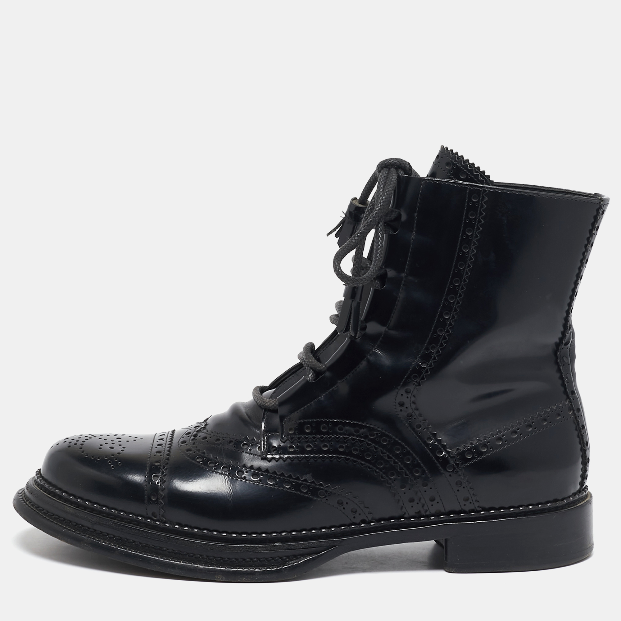 Dress Boots Dolce & Gabbana Black Leather Ankle Length Boots Size 42.5