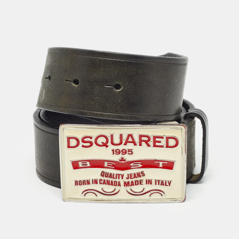 Belt Buckles Dsquared2 Black Leather Logo Plague Buckle Belt M