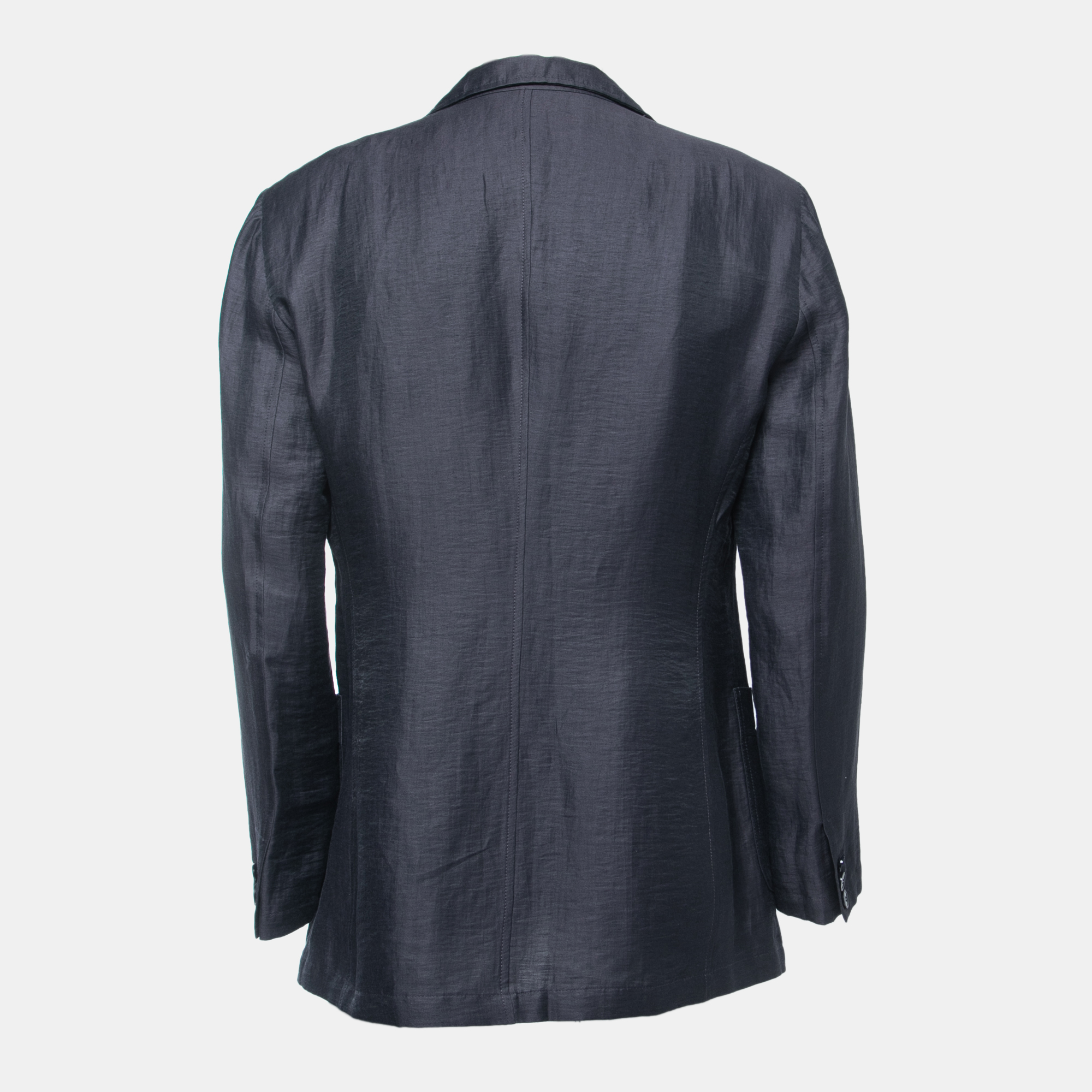 Coats & Jackets  The Luxury Closet Emporio Armani Navy Blue Linen Single Breasted Jacket XXL