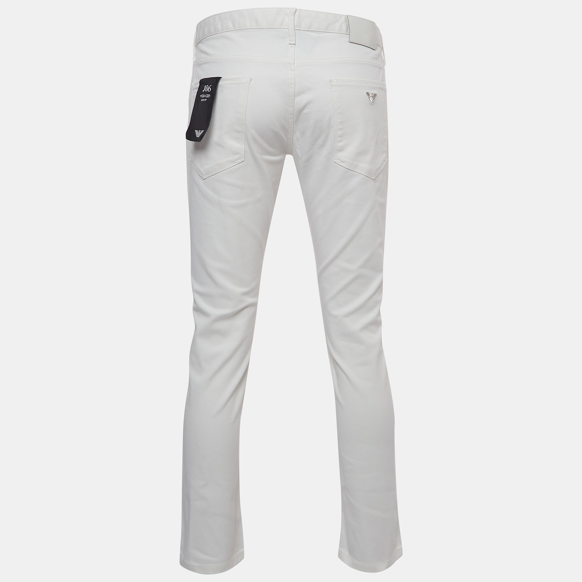 Pants  The Luxury Closet Emporio Armani White Denim Slim Fit Jeans L/Waist 34.5
