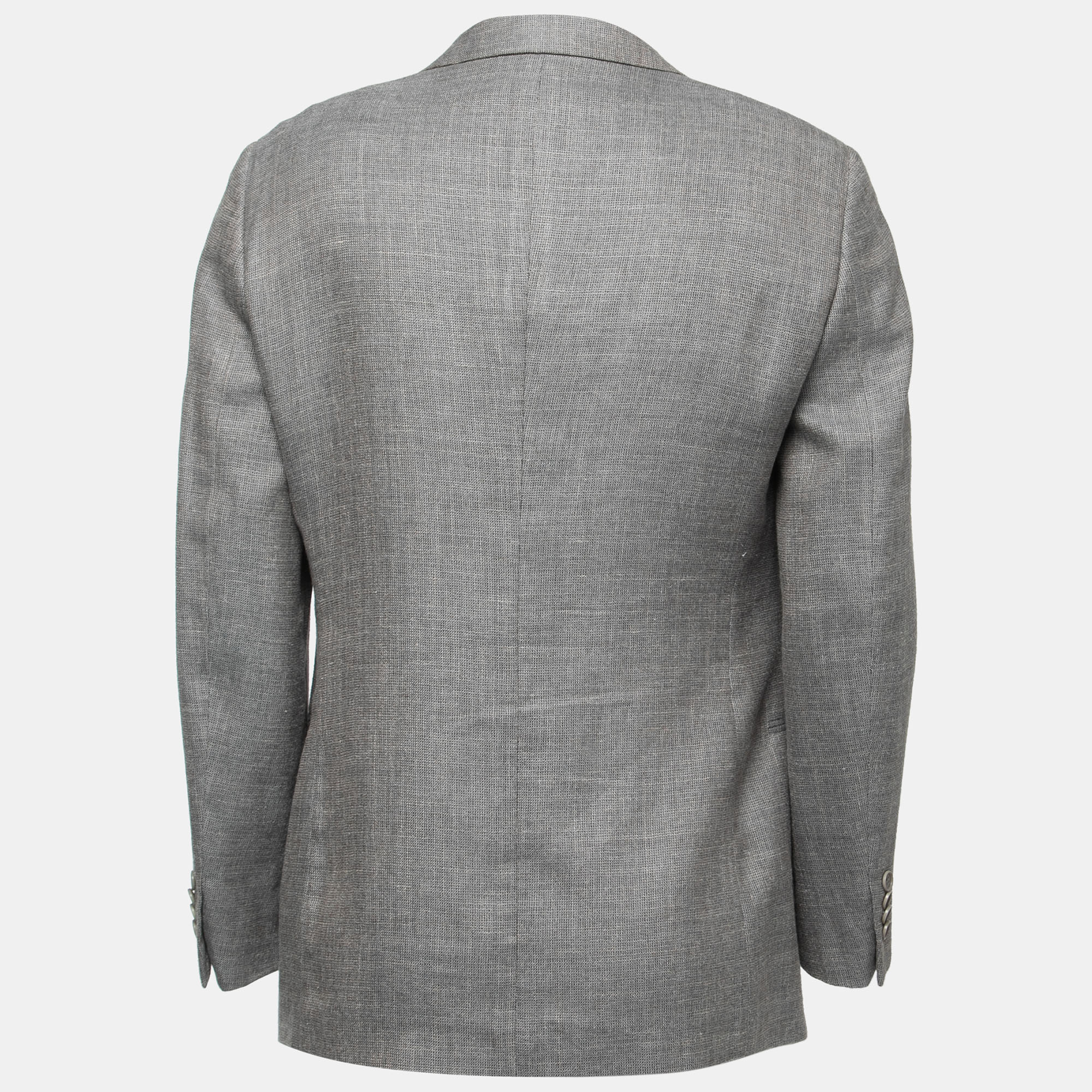 Coats & Jackets Giorgio Armani Grey Silk Blend Single Breasted Blazer XXL