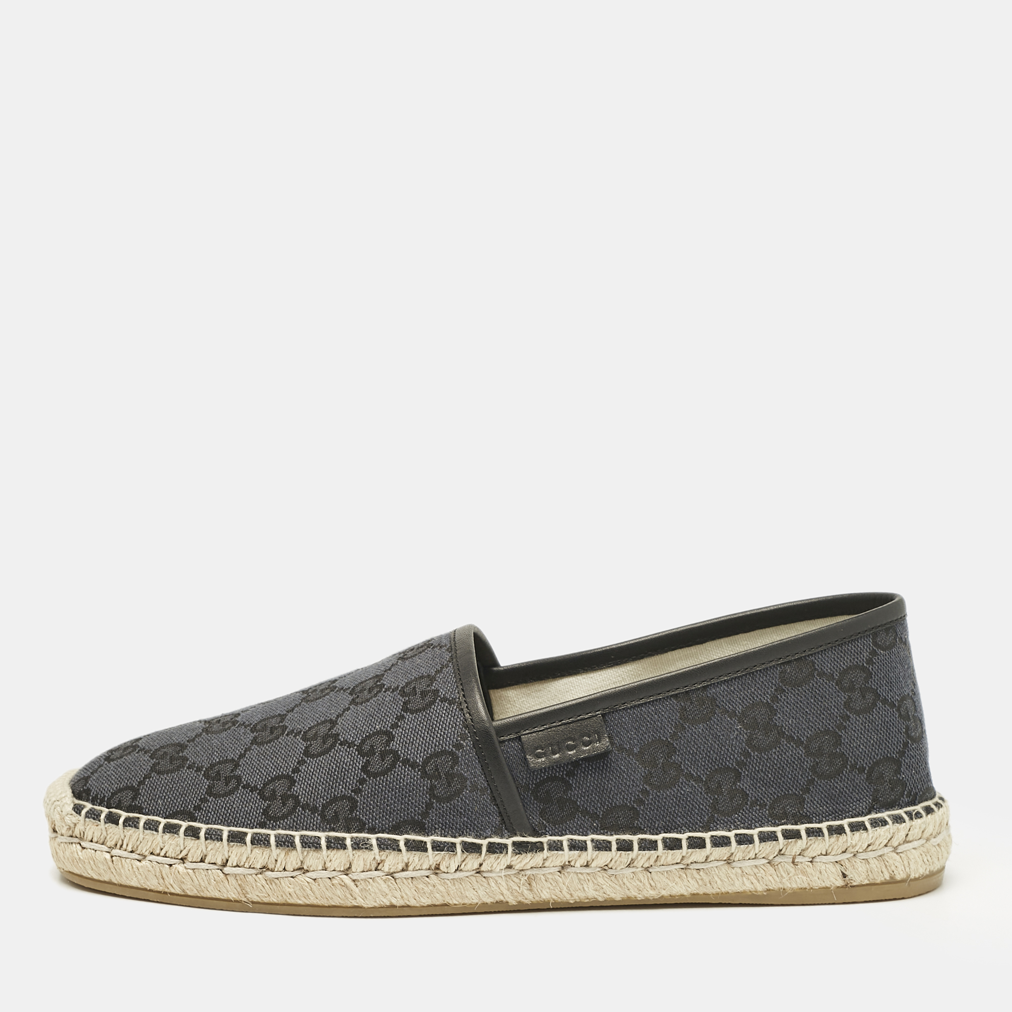 Gucci Black/Blue GG Canvas and Leather Espadrille Flats Size 42