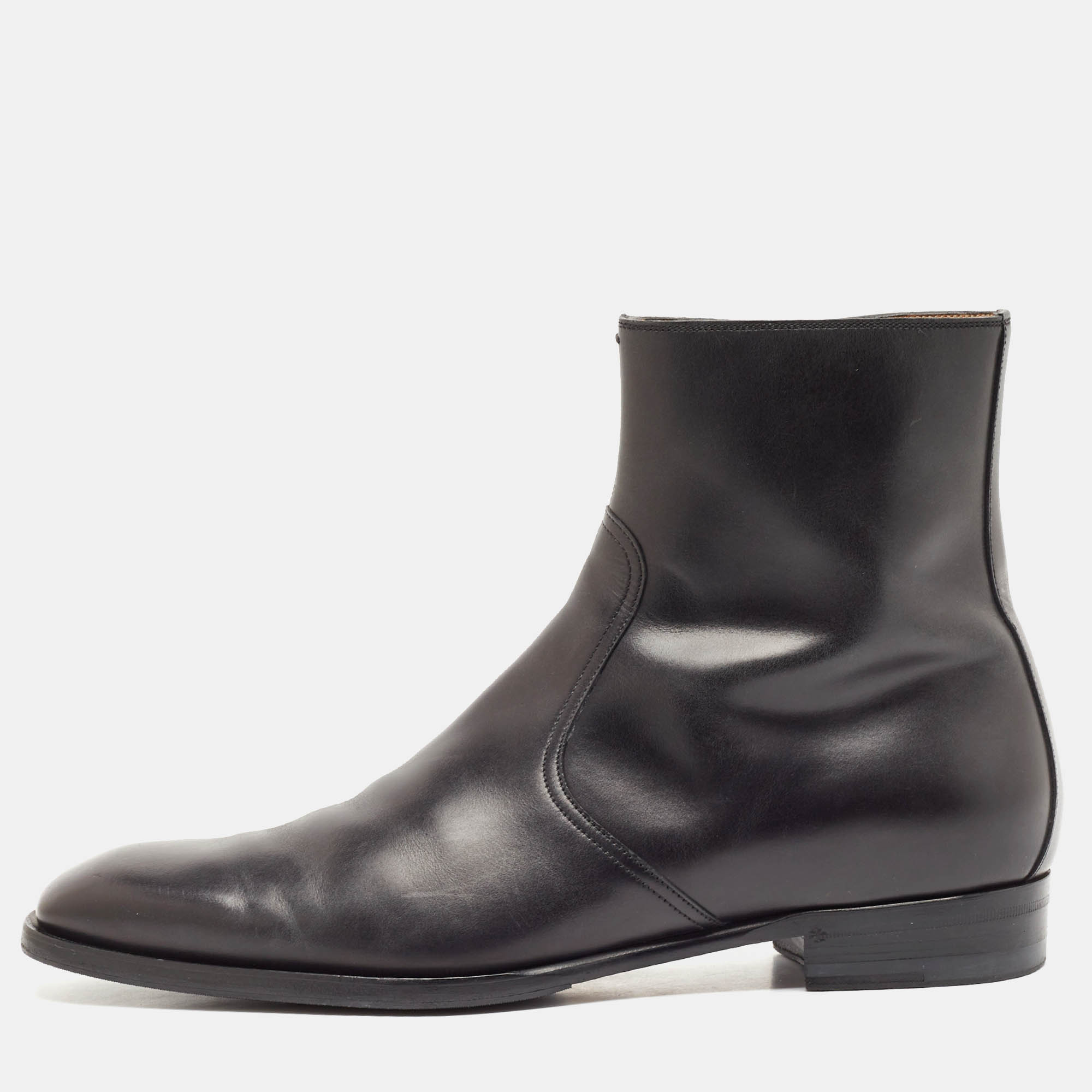 Dress Boots  The Luxury Closet Gucci Black Leather Ankle Length Boots Size 43.5