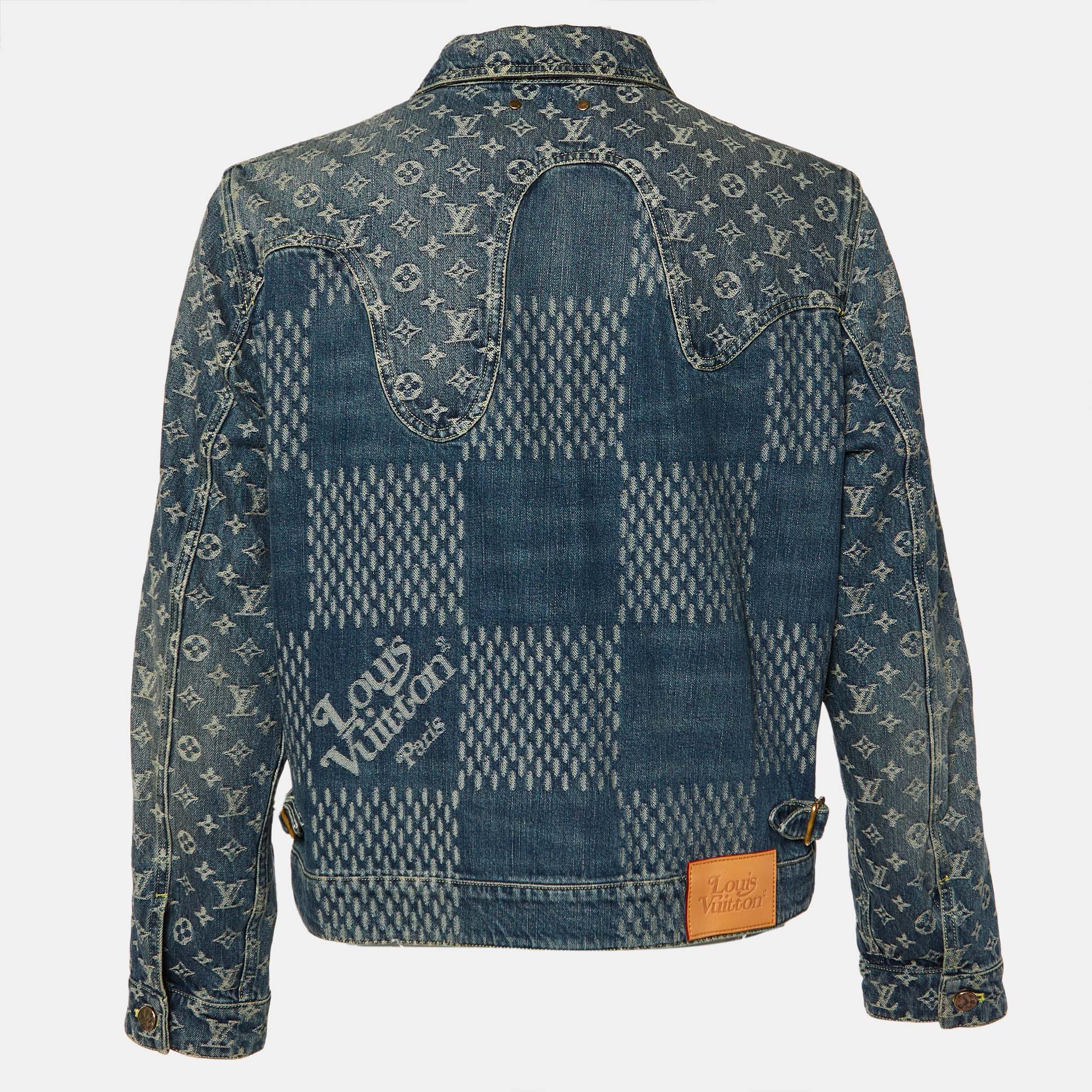 Coats & Jackets Louis Vuitton X Nigo Navy Blue Monogram Denim Button Front Jacket L