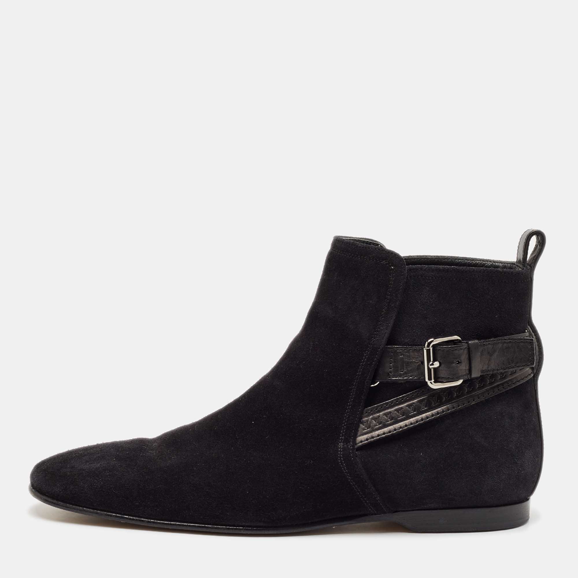 Dress Boots Louis Vuitton Black Suede Warren Ankle Length Boots Size 42.5