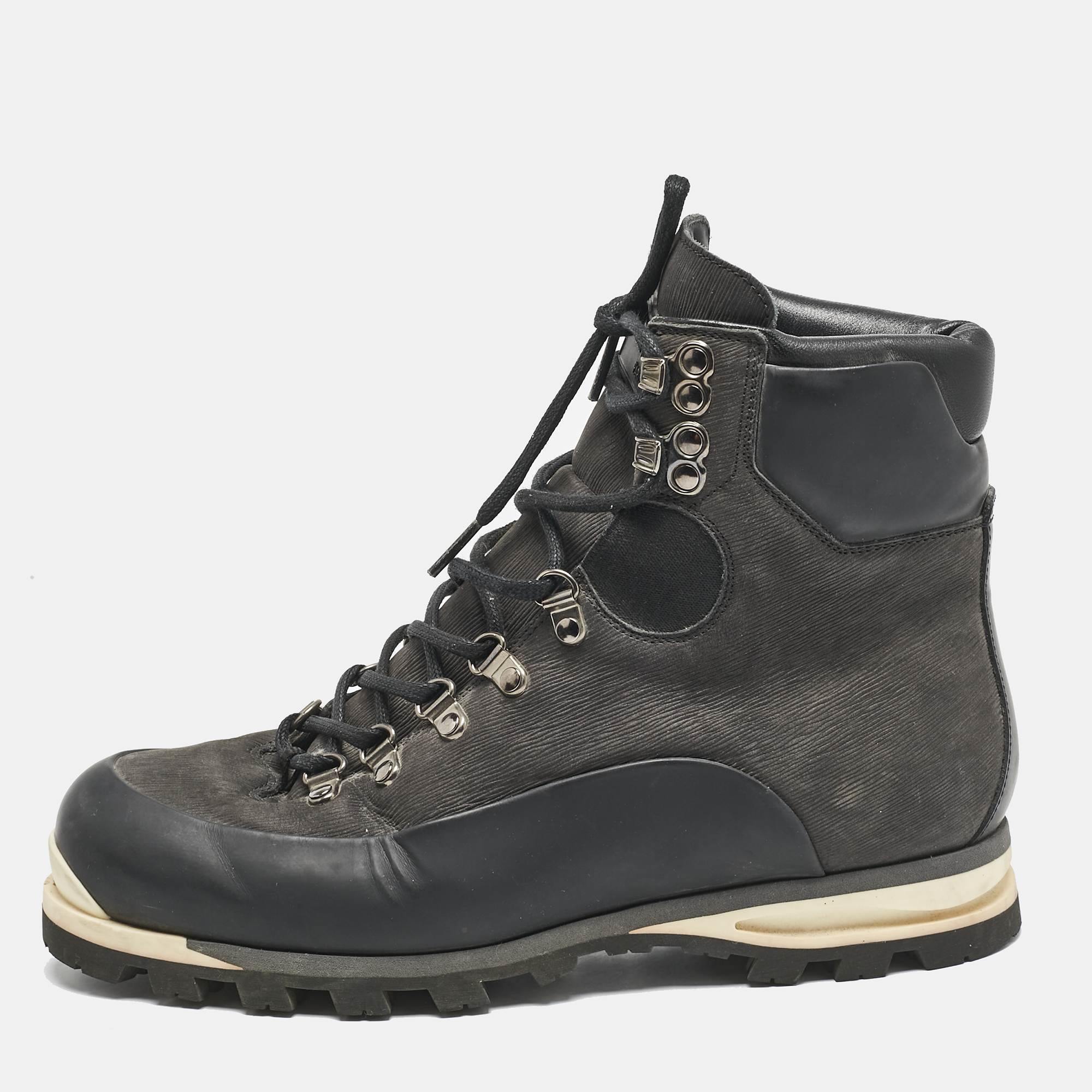 Dress Boots  The Luxury Closet Louis Vuitton Black Leather and Nubuck Leather Combat Boots Size 41