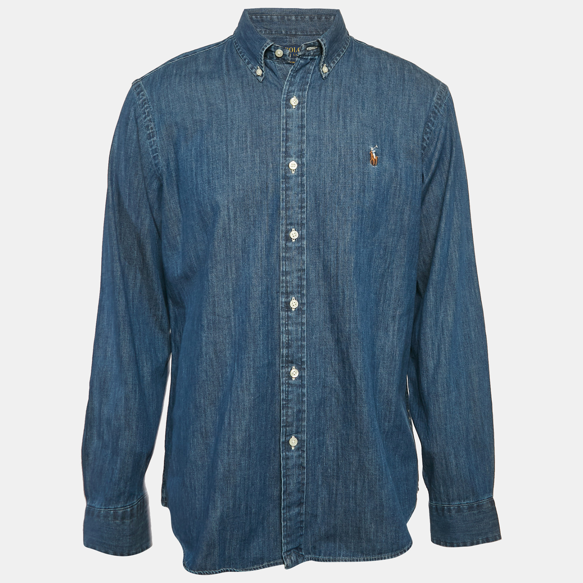 Polo Ralph Lauren Denim Blue Button Down Oversized Shirt L
