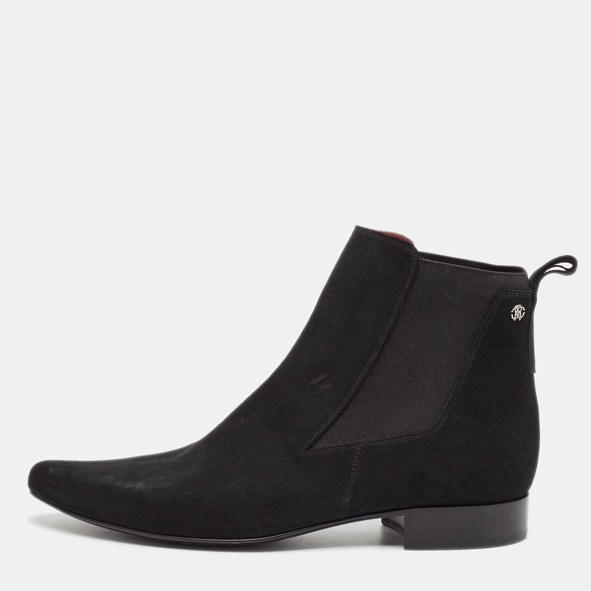 Dress Boots Roberto Cavalli Black Suede Ankle Length Boots Size 42