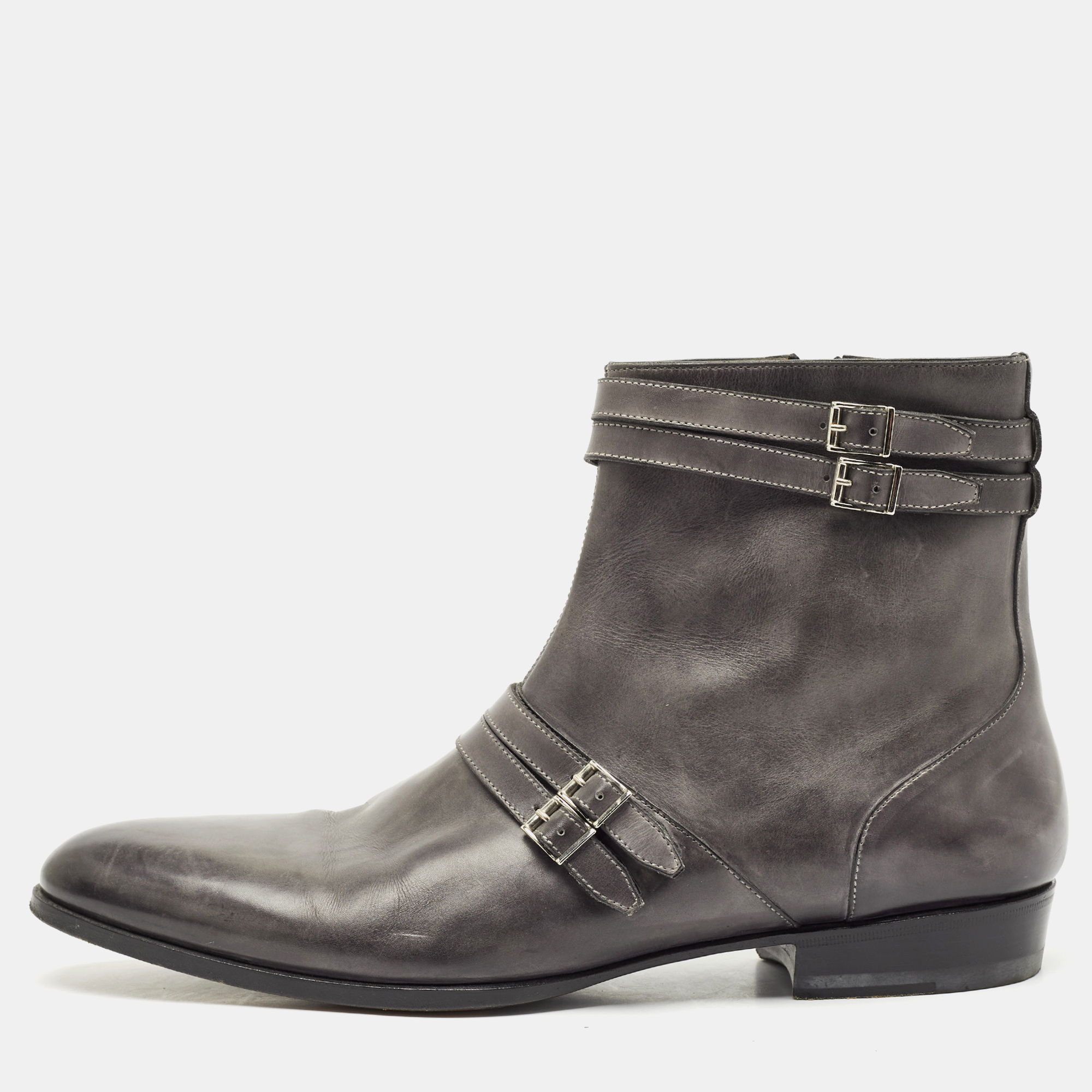 Dress Boots Santoni Grey Ombre Leather Ankle Boots Size 44