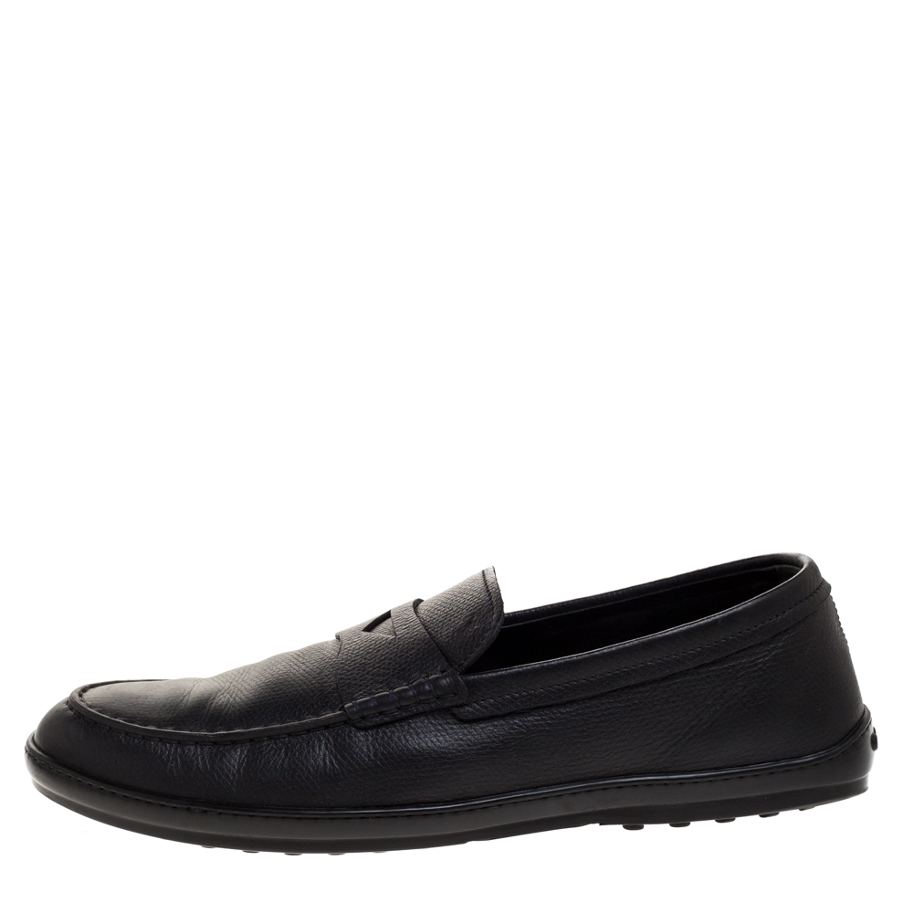 Tod's Black Leather Penny Loafers Size 45.5