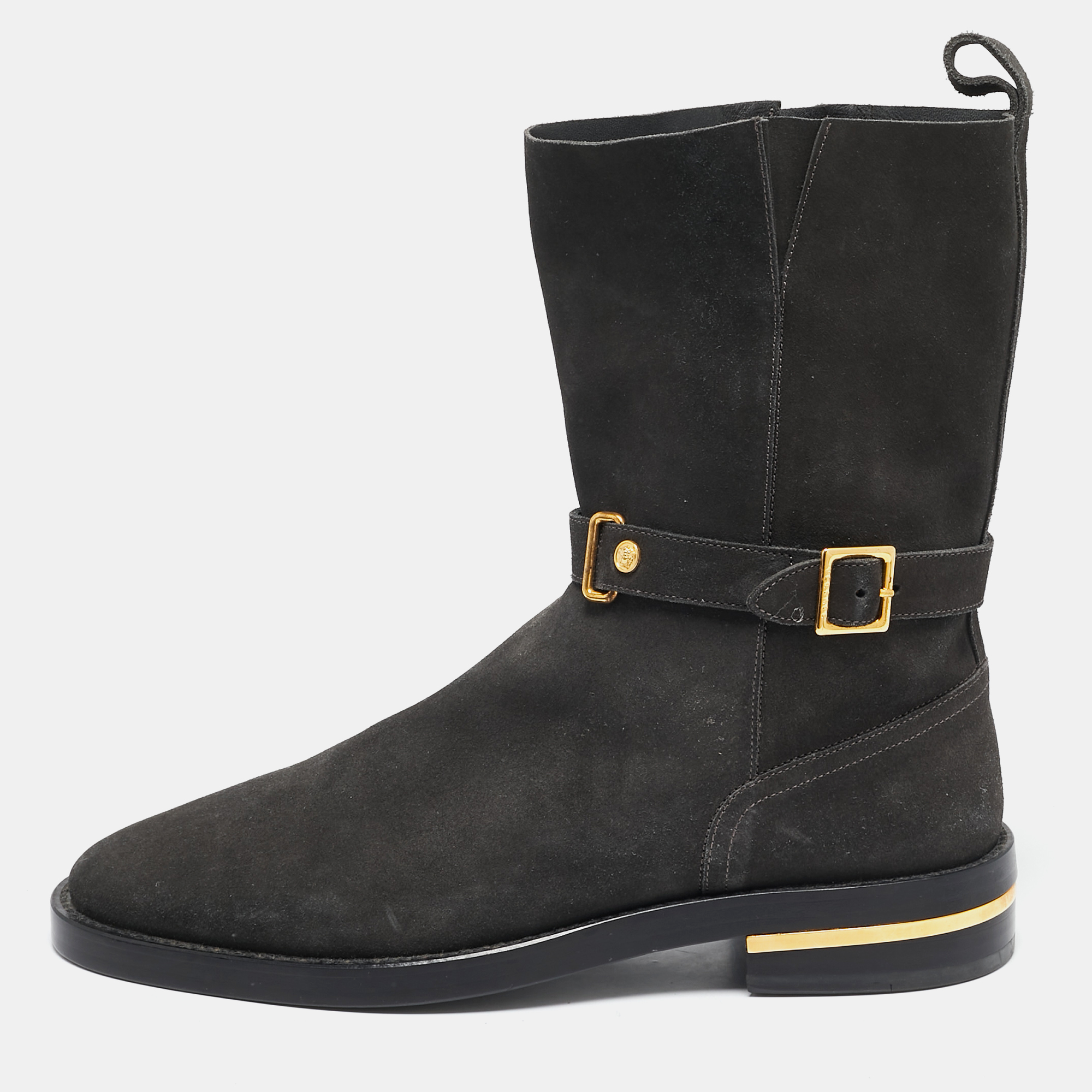 Dress Boots Versace Olive Green Suede Ankle Boots Size 44