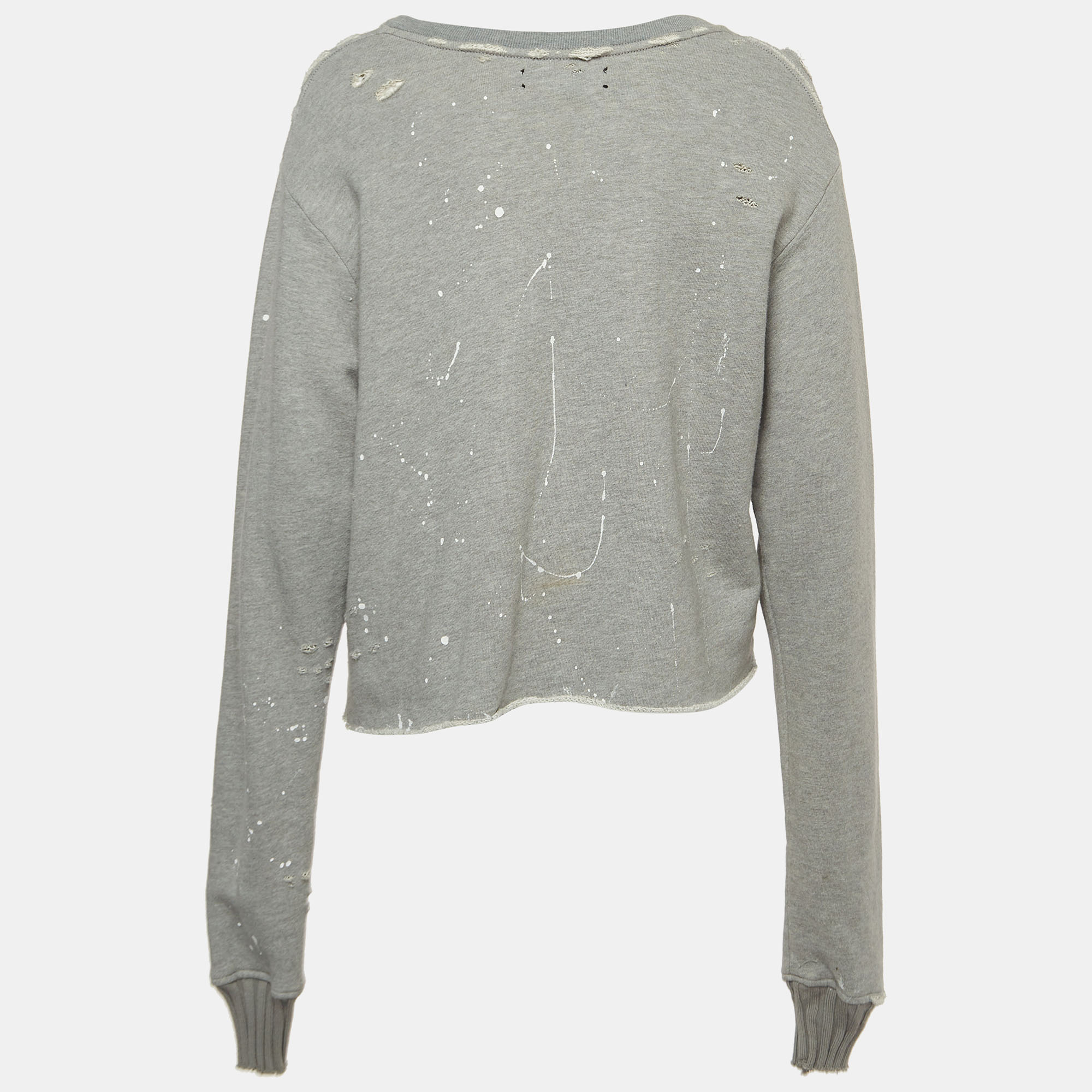 Sweaters & Cardigans Amiri Grey Distressed Knit Logo Sweatshirt S