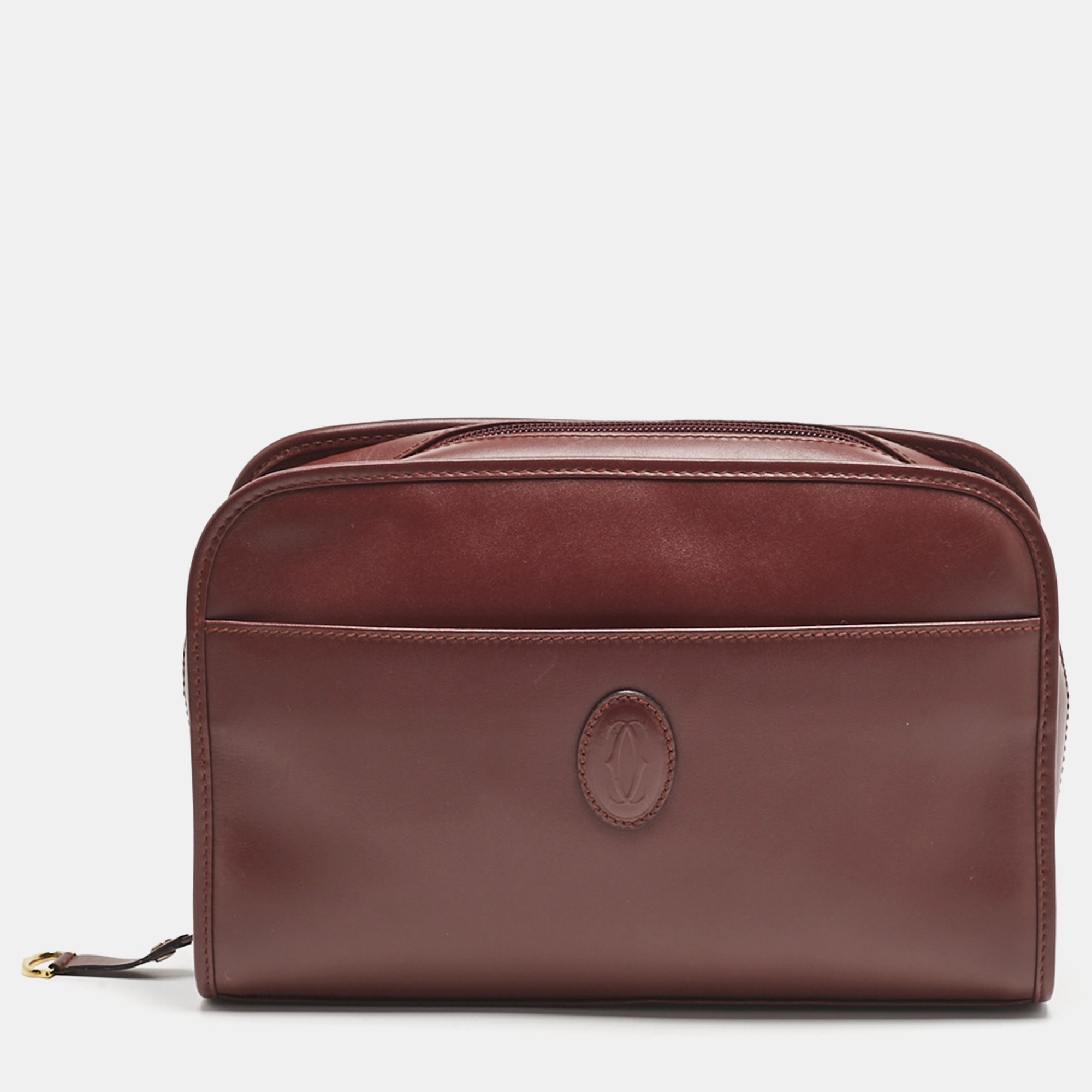 Cartier Burgundy Leather Le Must De Cartier Zip Pouch