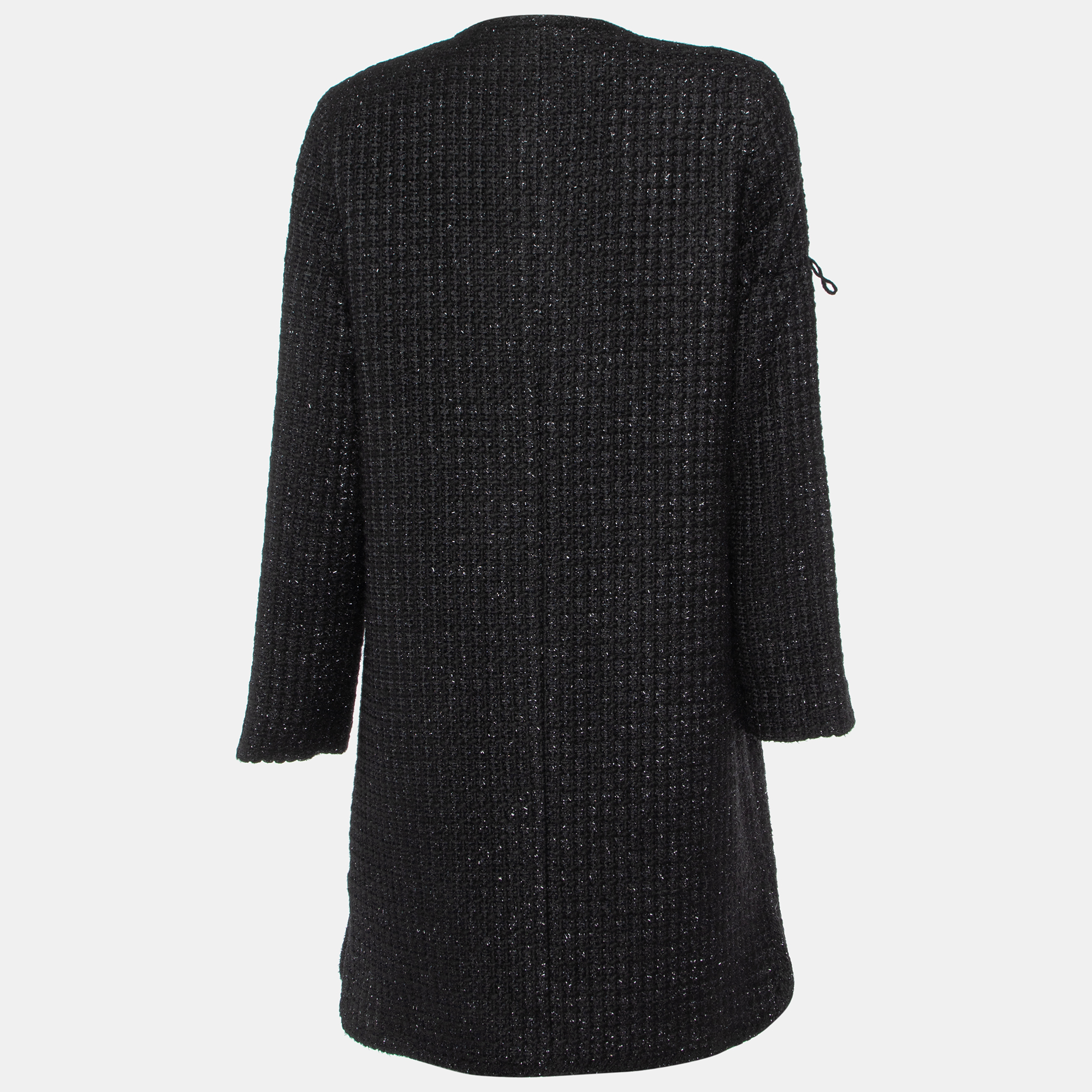 Coats & Jackets  The Luxury Closet CH Carolina Herrera Black Lurex Tweed Mid Length Coat M