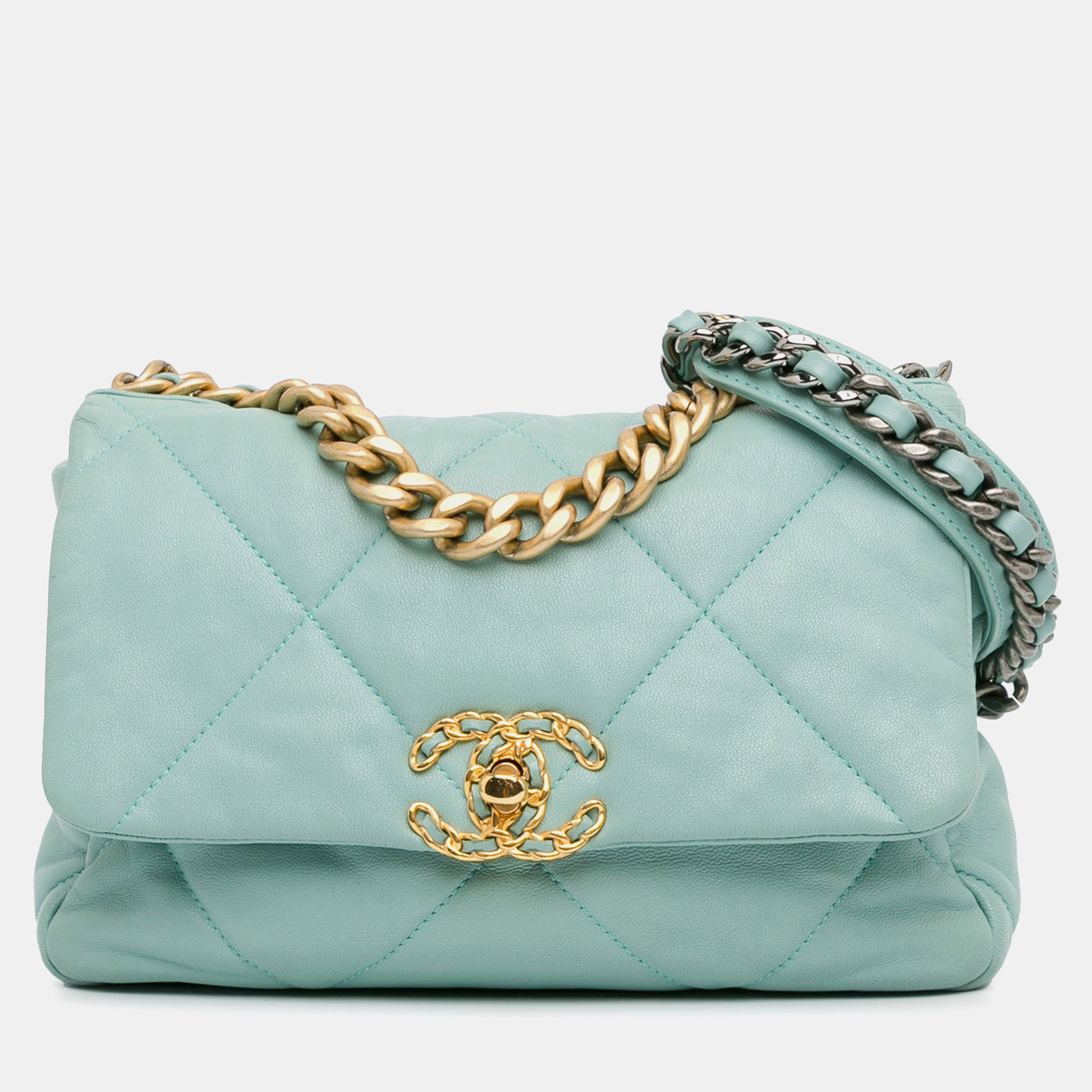 Chanel Blue Medium Lambskin 19 Flap