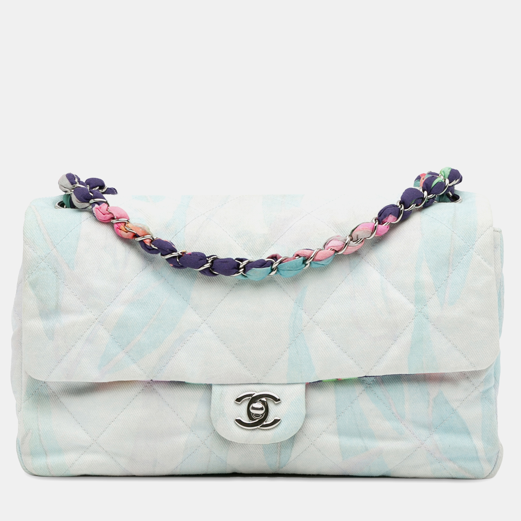 Chanel Blue & White Quilted Jungle Jeans Flap Bag