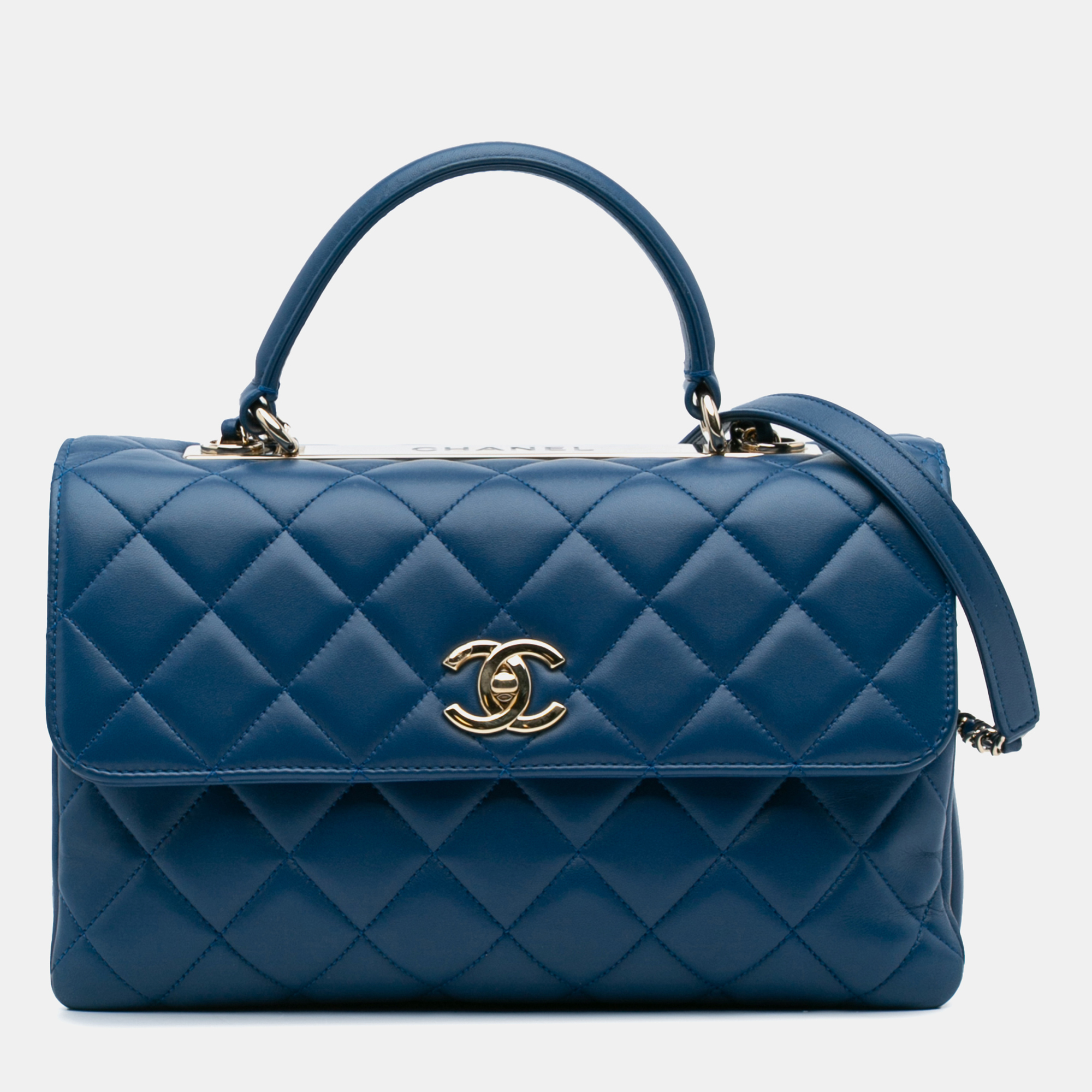 Chanel Blue Lambskin Medium Trendy CC Top Handle Flap Bag