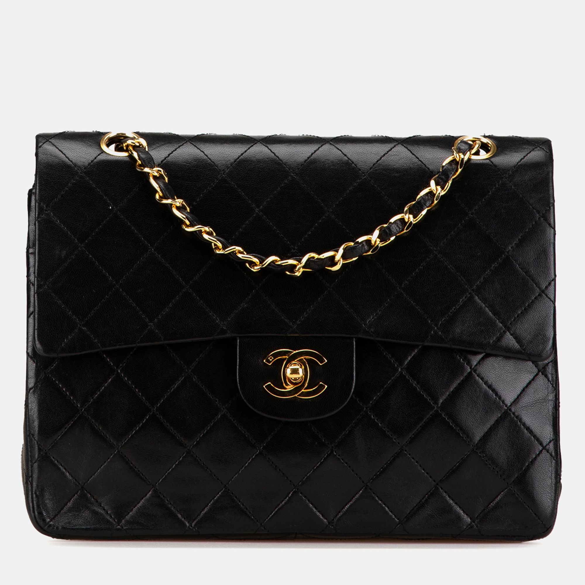 Chanel Black Medium Tall Classic Lambskin Double Flap