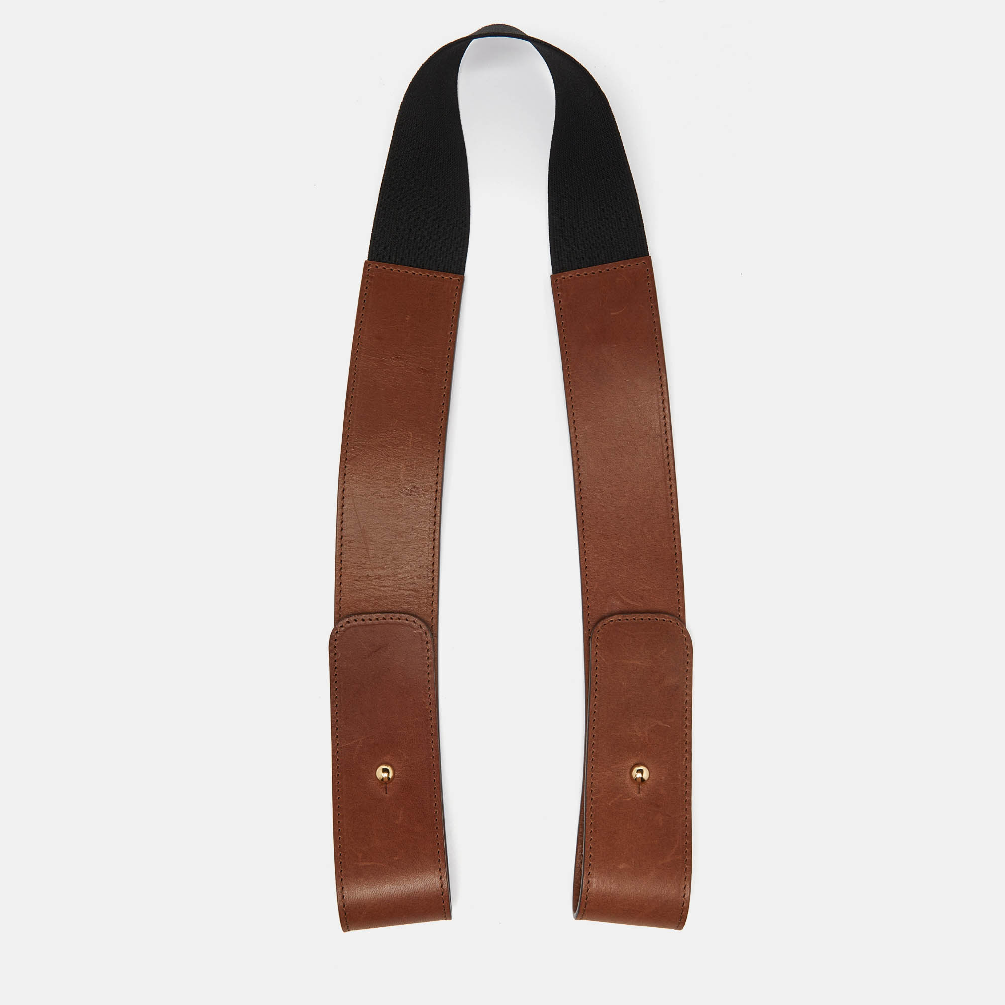 Chloe Brown Leather and Elastic Band Waist Belt
