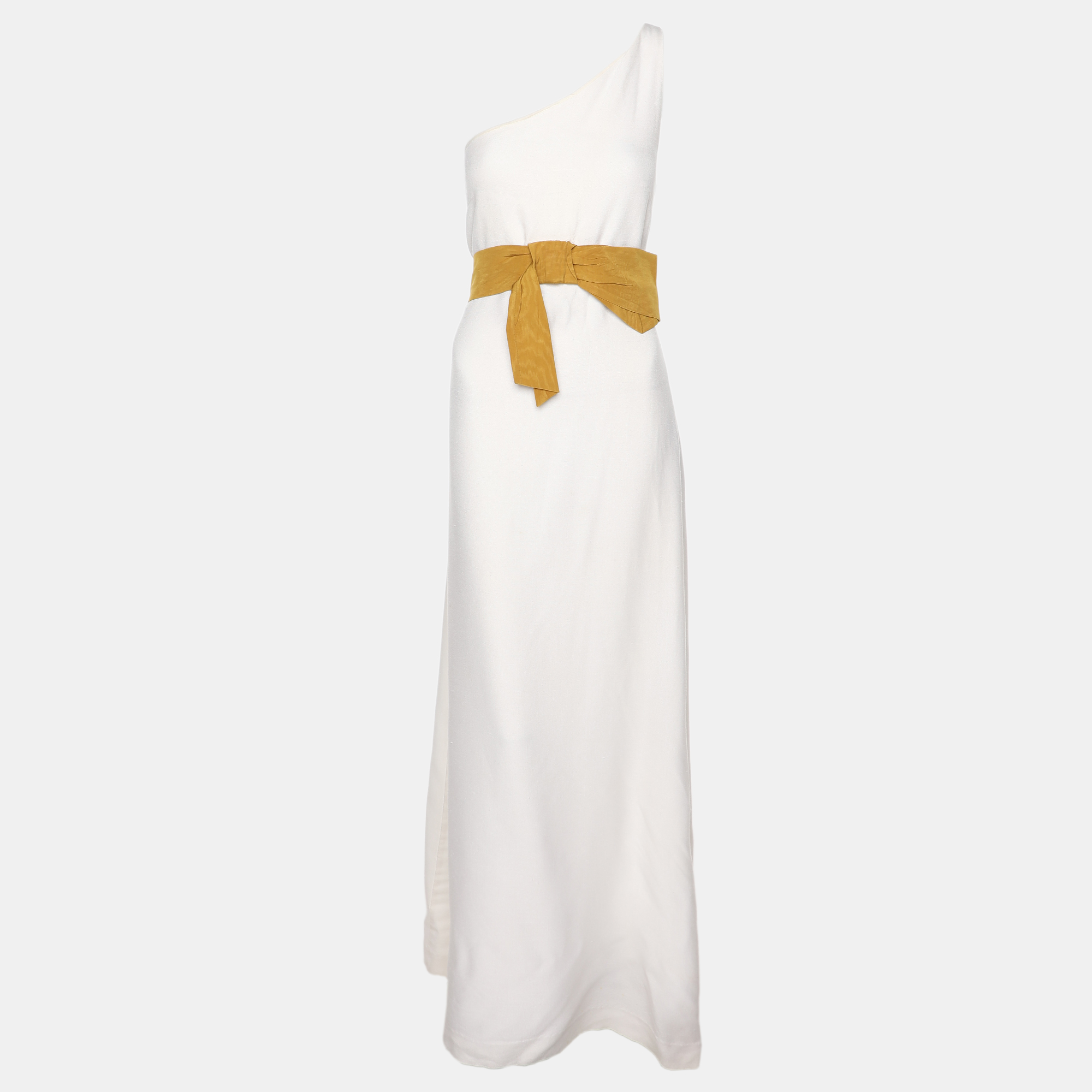 Chloe White Fabric Blend Bow Maxi Dress