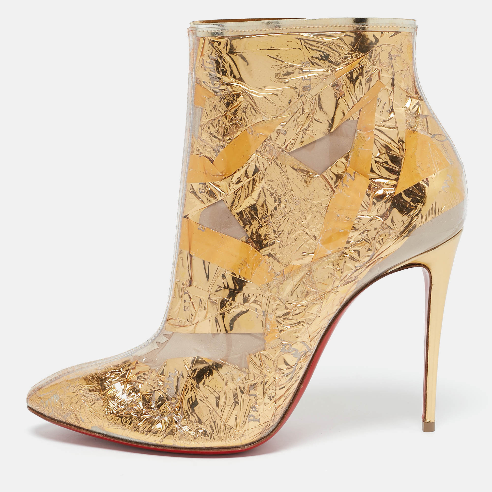 Christian Louboutin Transparent PVC Booty Ankle Length Boots Size 39