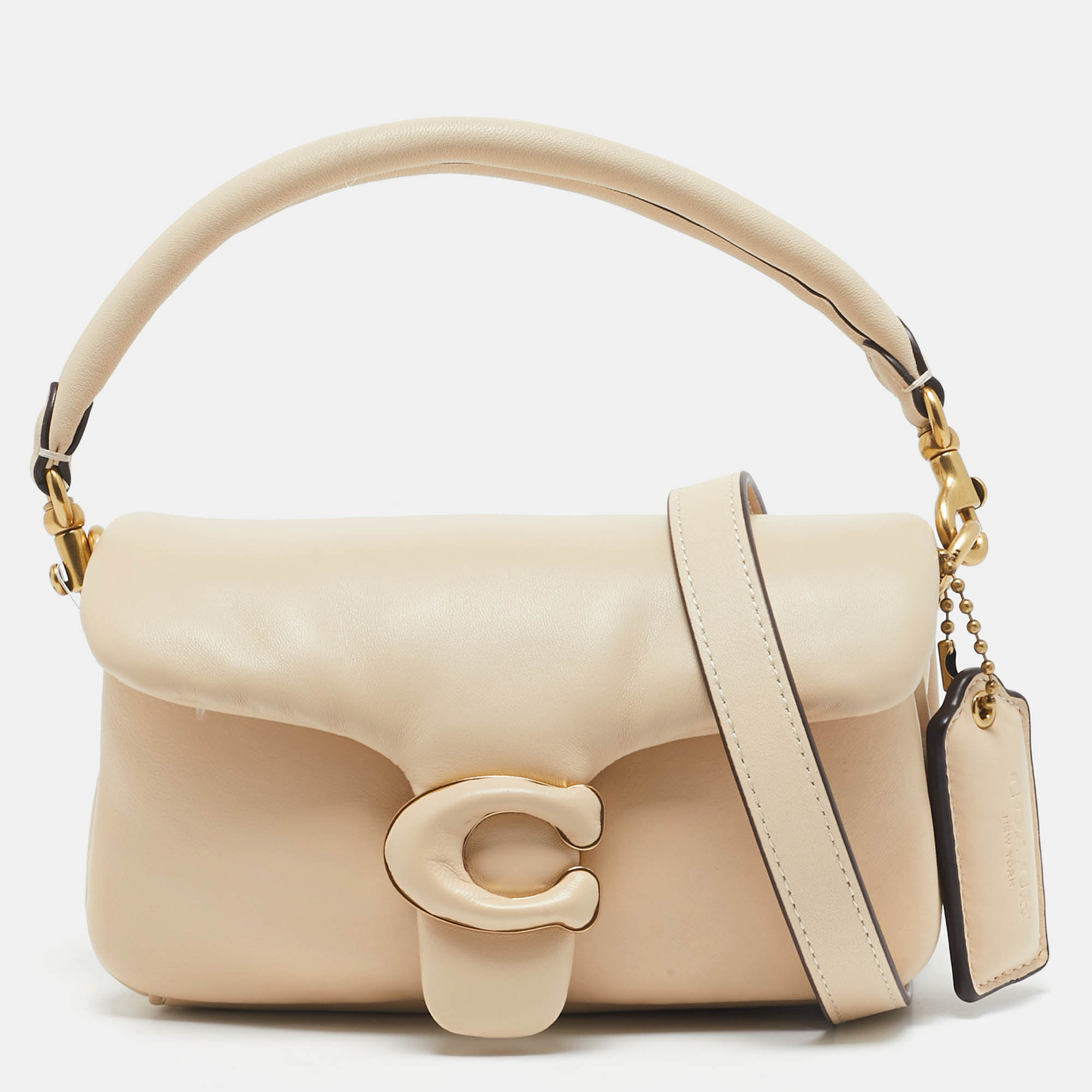Coach Light Beige Leather Pillow Tabby Shoulder Bag