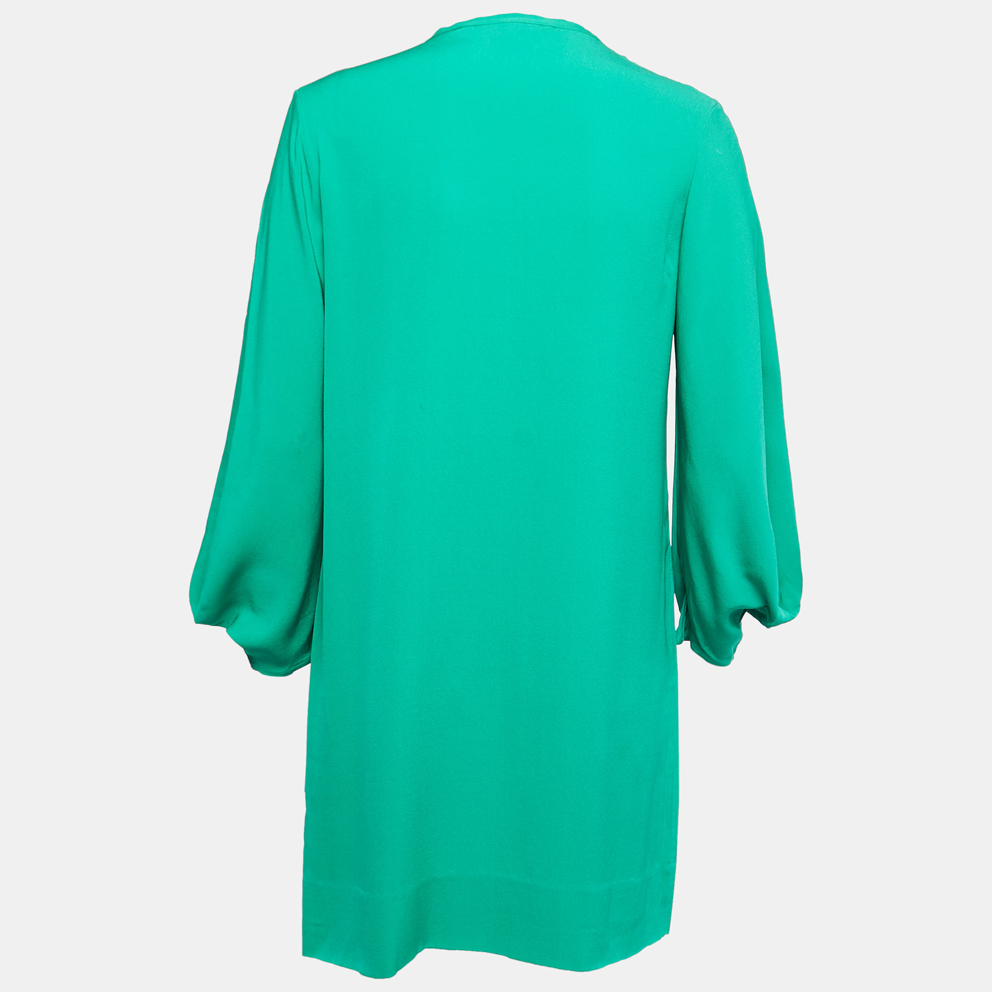 Diane Von Furstenberg Green Silk Long Sleeve Mini Dress S